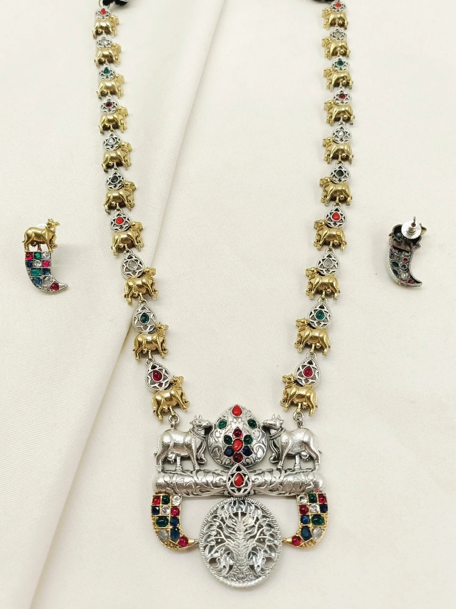 Sahasra Multi Colour Oxidized Necklace Set