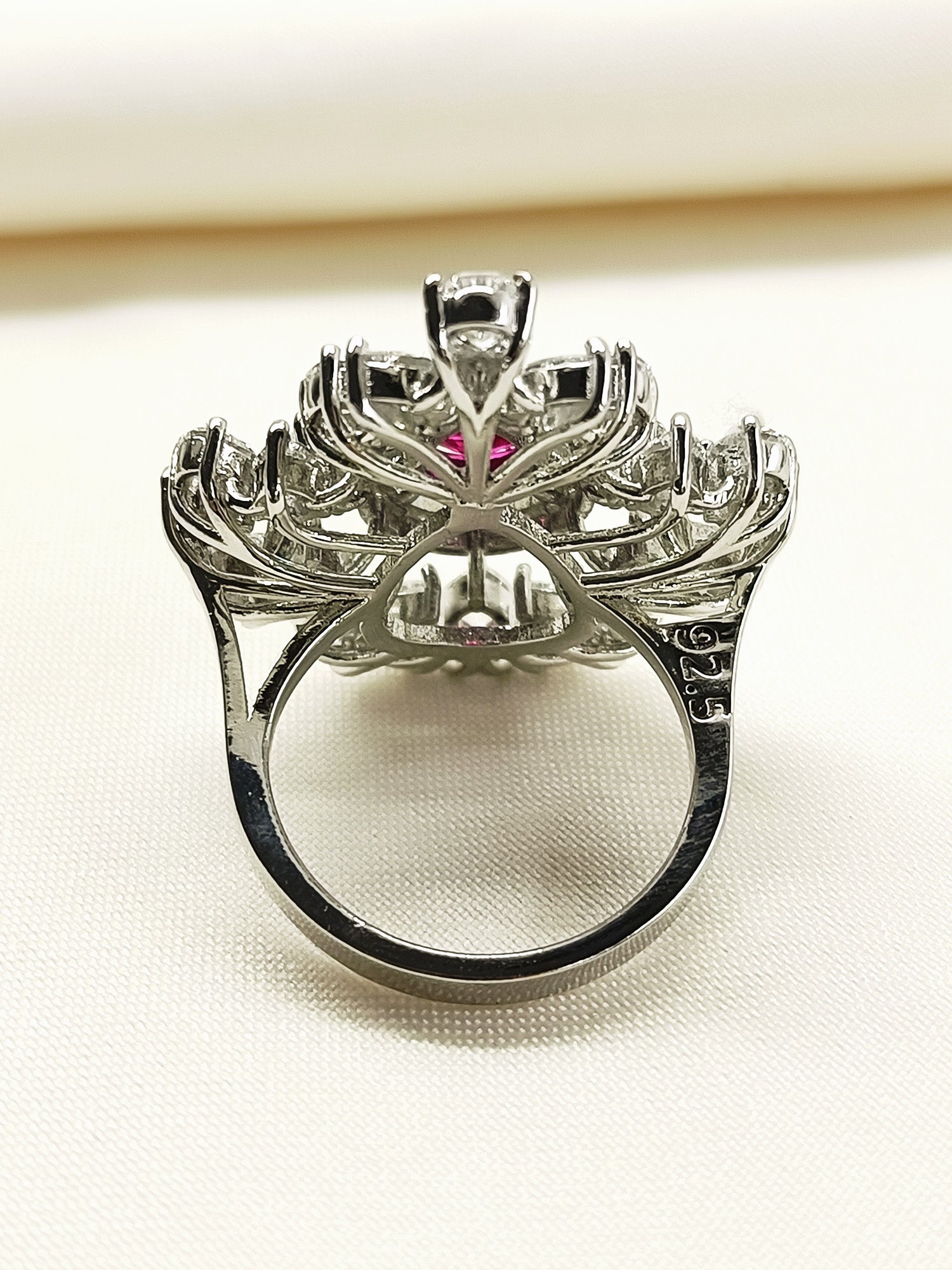 Evita Ruby 92.5 Silver American Diamond Finger Ring