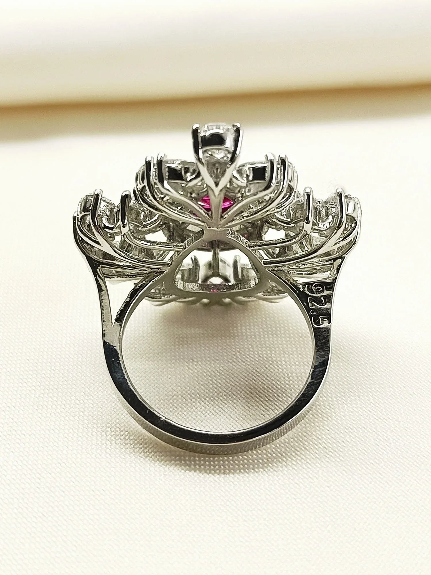 Evita Ruby 92.5 Silver American Diamond Finger Ring