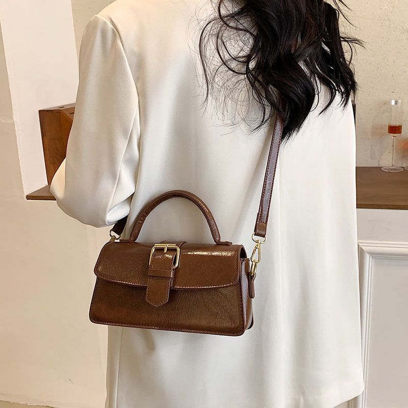 Women's Cantle Mini Satchel - Equestrian-Architectural Bag with Convertible Carry