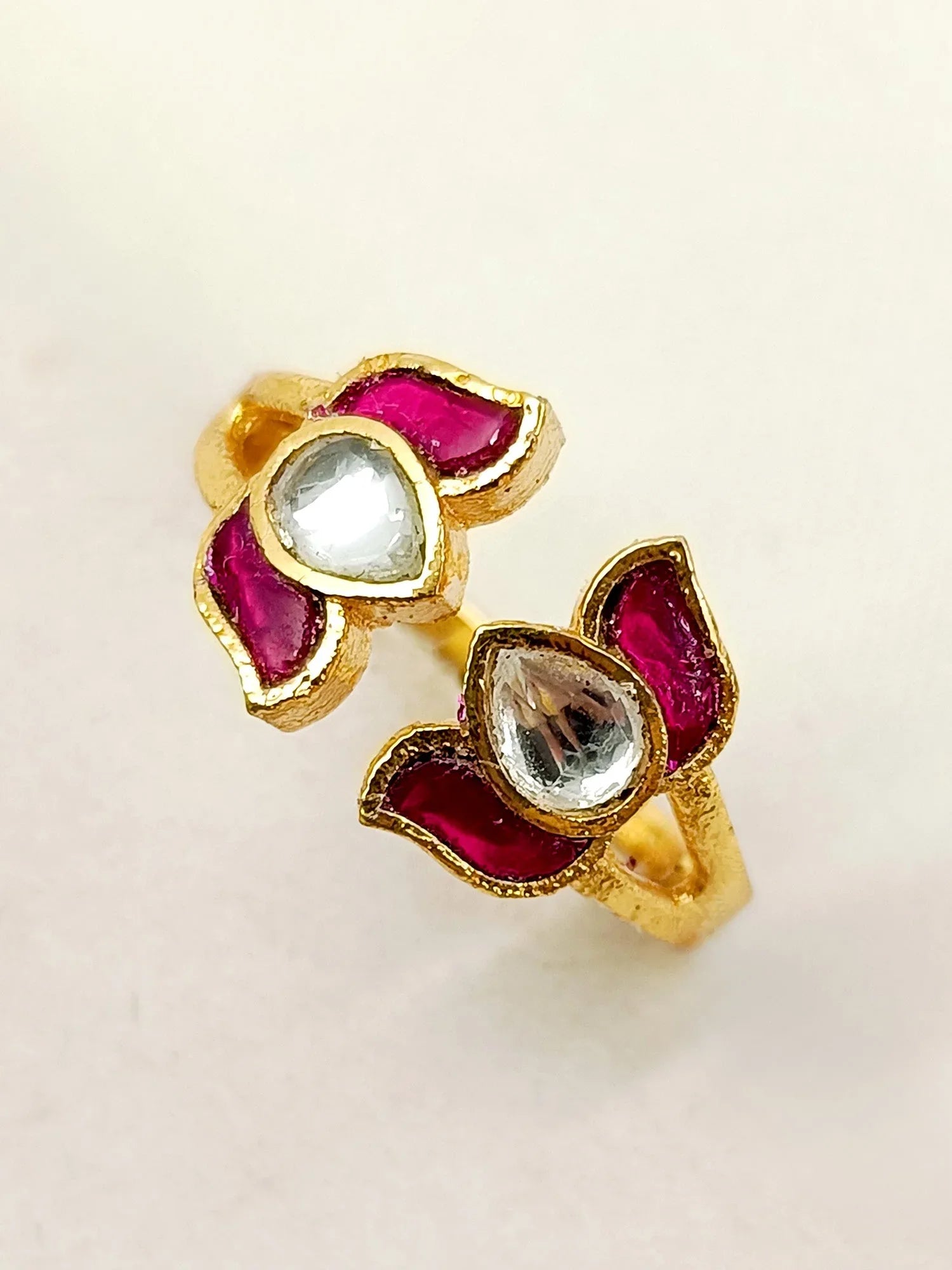 Lajni Ruby Kundan Finger Ring