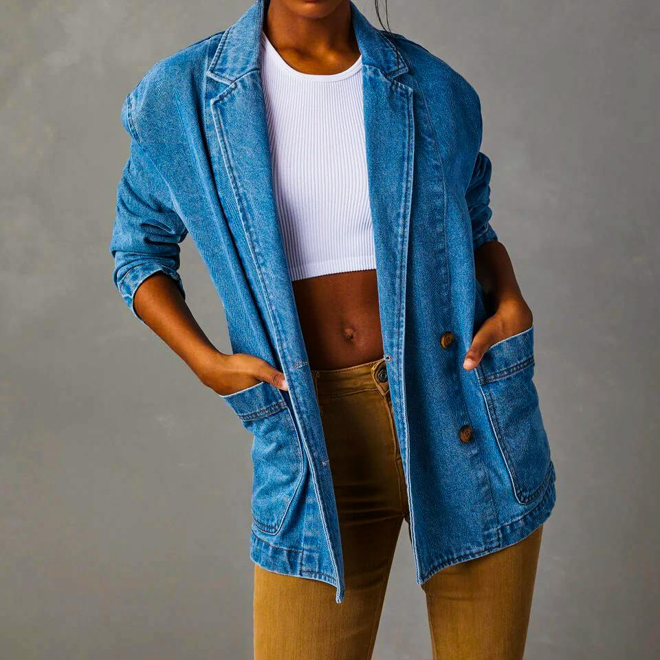 Sloane Premium Denim Blazer - By Qivii