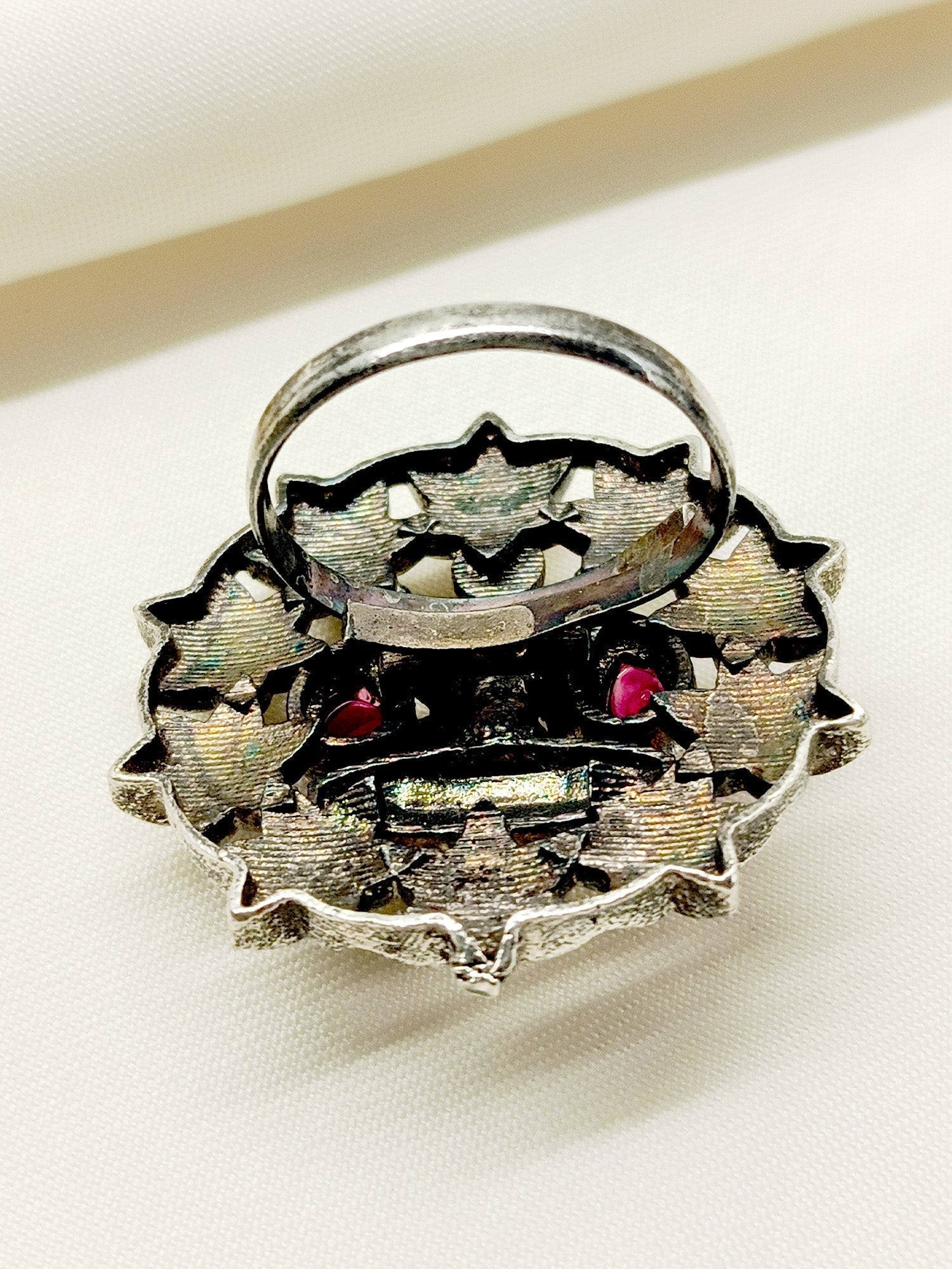 Kamlika Majenta Laxmi Ji Oxidized Finger Ring - qivii