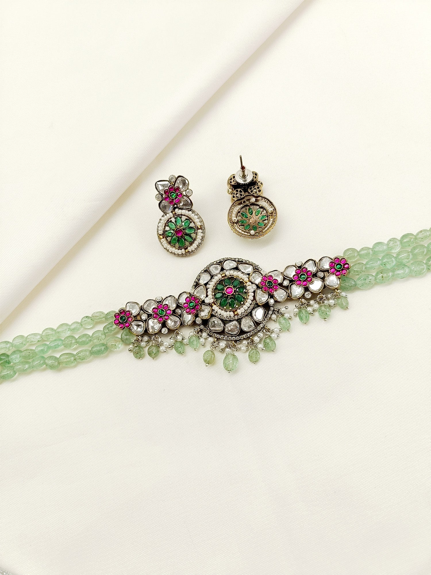 Sheesha MInt Green Victorian Choker Set - qivii