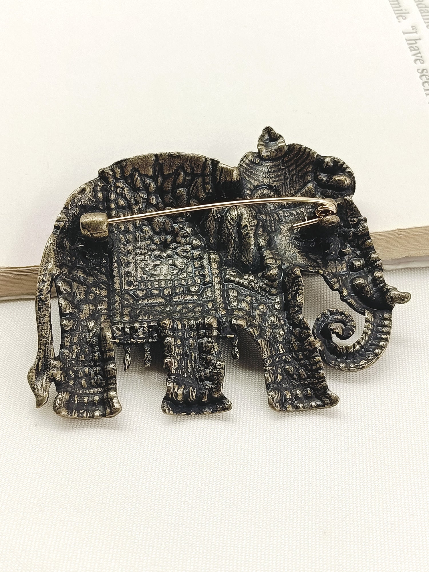 Lakshya Antique Gold Elephant Men's Brooch