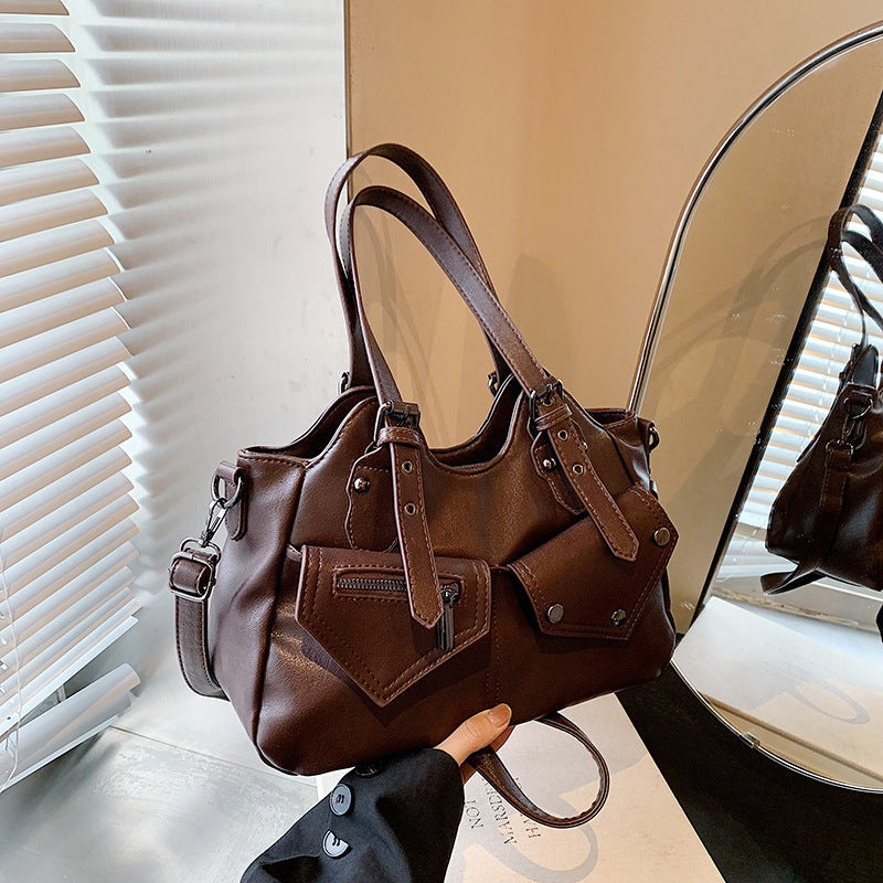 Women's Road Rebel Tote - Retro Moto-Inspired Convertible Carryall with Industrial Hardware