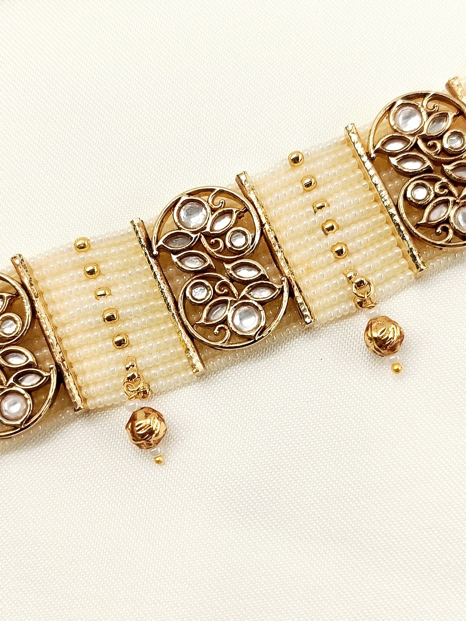 Adana White Pearl Kundan Bracelet