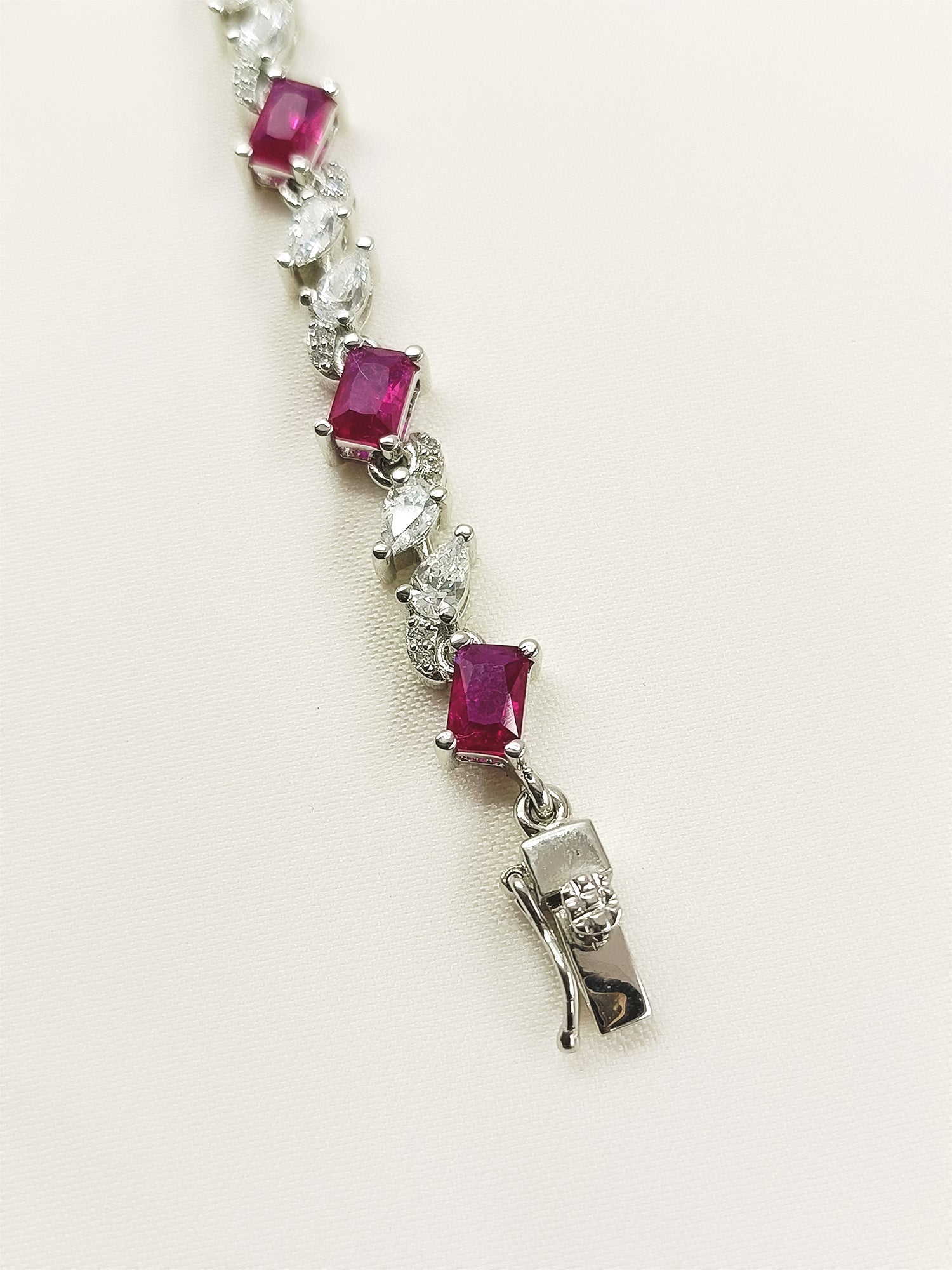 Chahana Ruby 92.5 Silver Swarovski Stone Bracelet