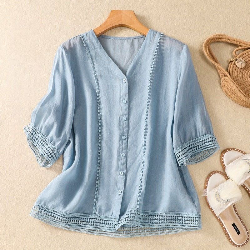 Lucia Cotton-Linen Blouse - By Qivii