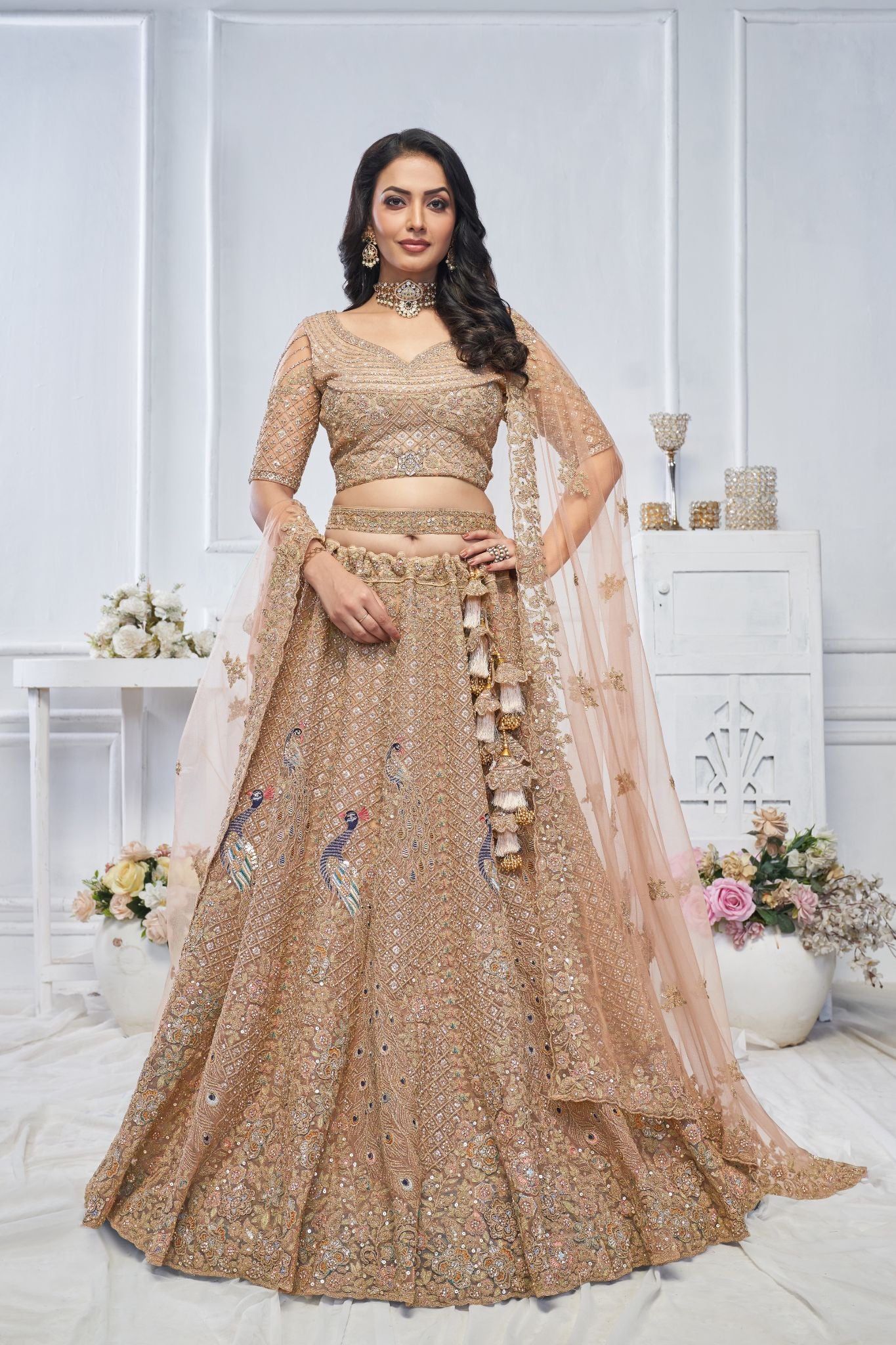 Showstopper Mustard Embroidered Bridal Wear Lehenga - qivii
