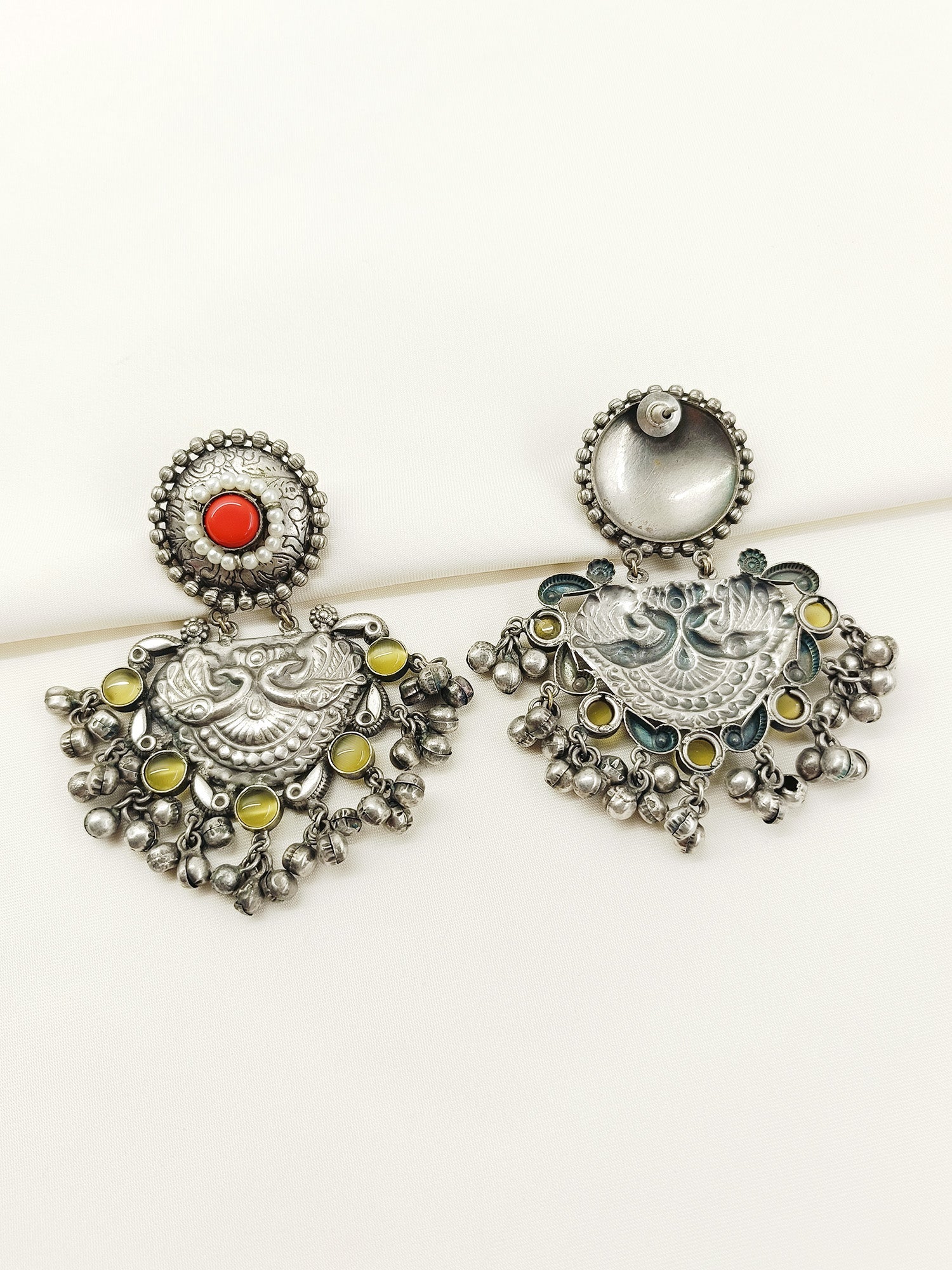 Gitanjali Coral Oxidized Earring