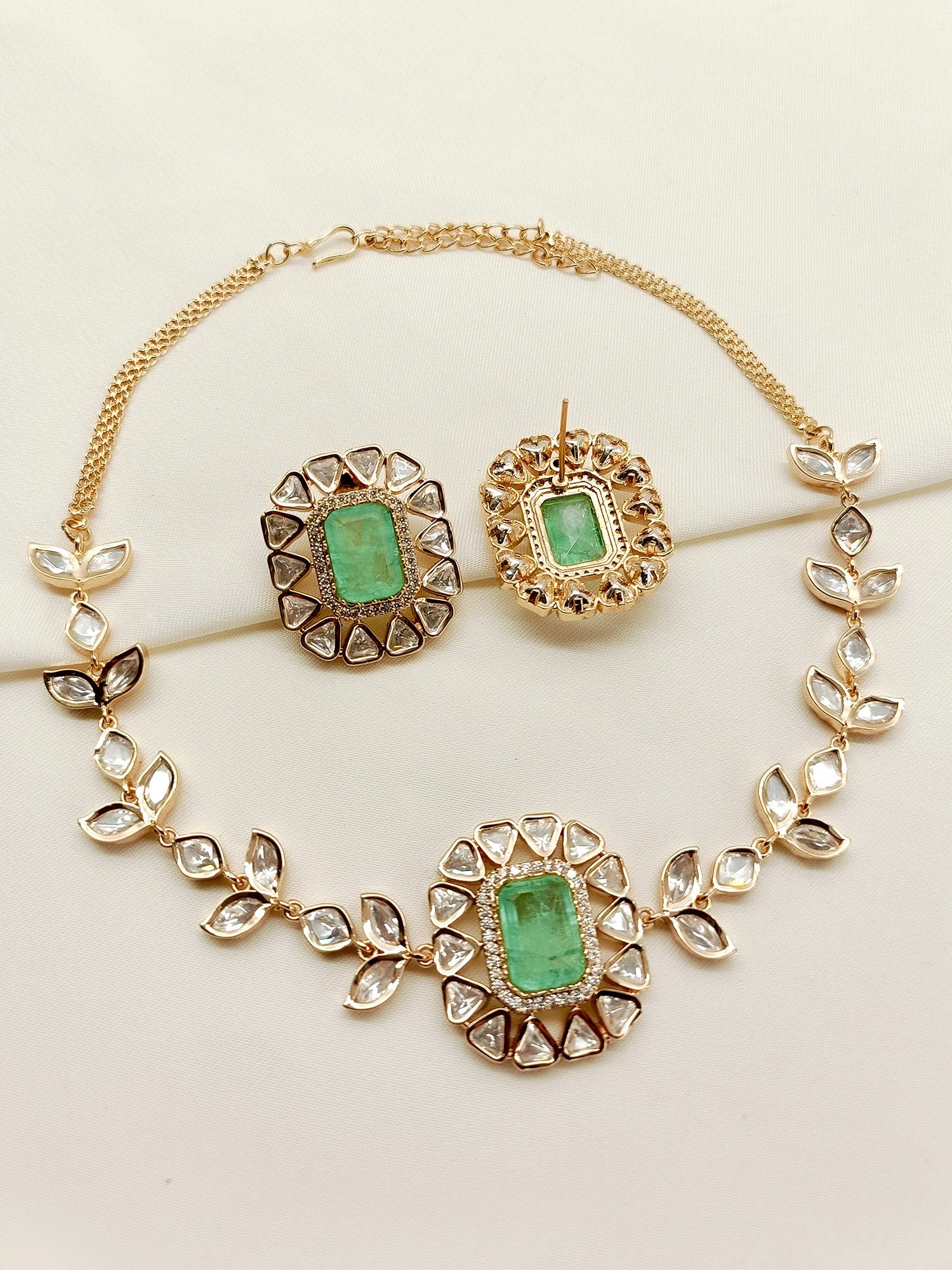 Johi Mint Green Kundan Choker Set - qivii