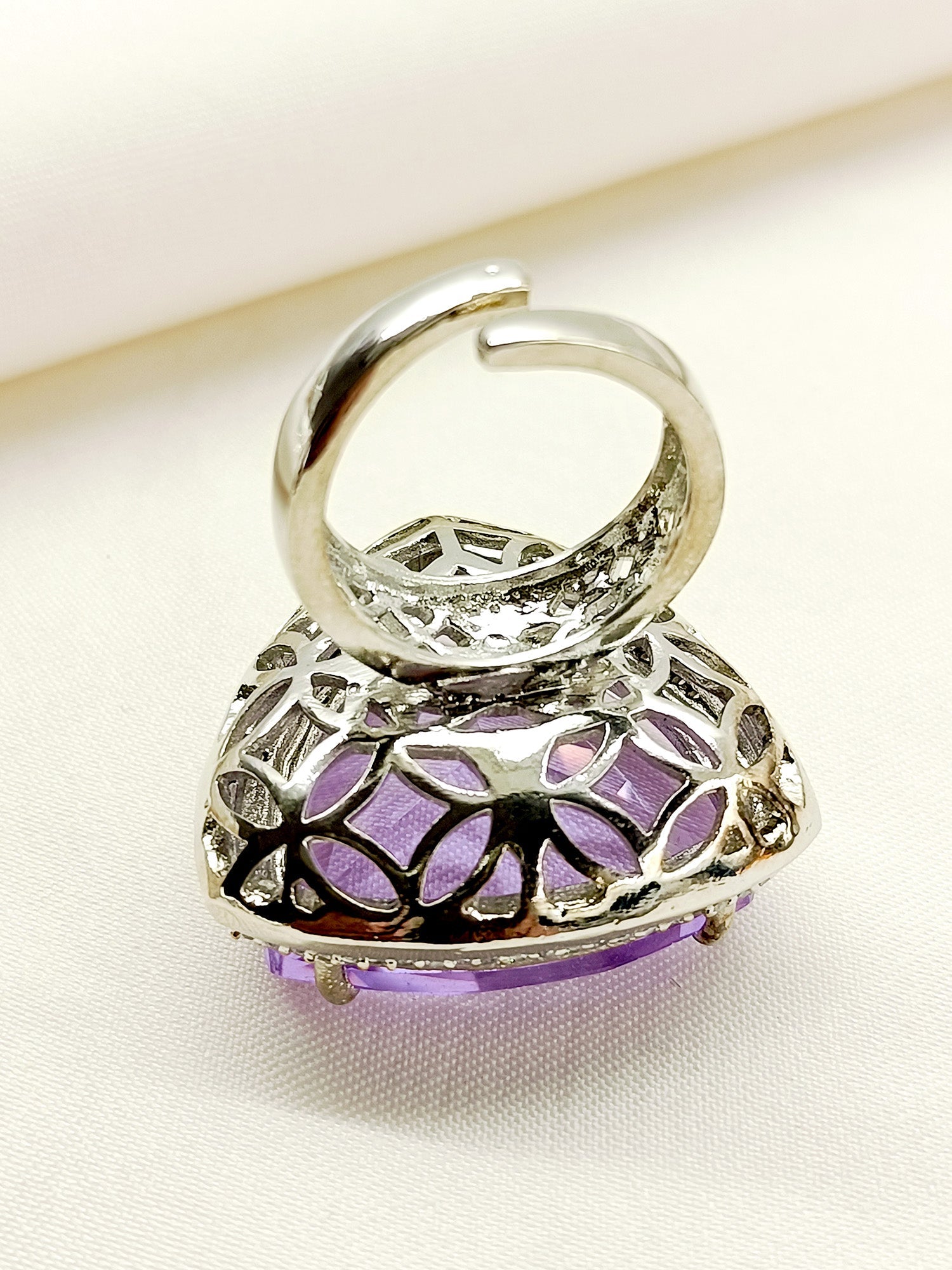 Akshatha Lavender American Diamond Finger Ring