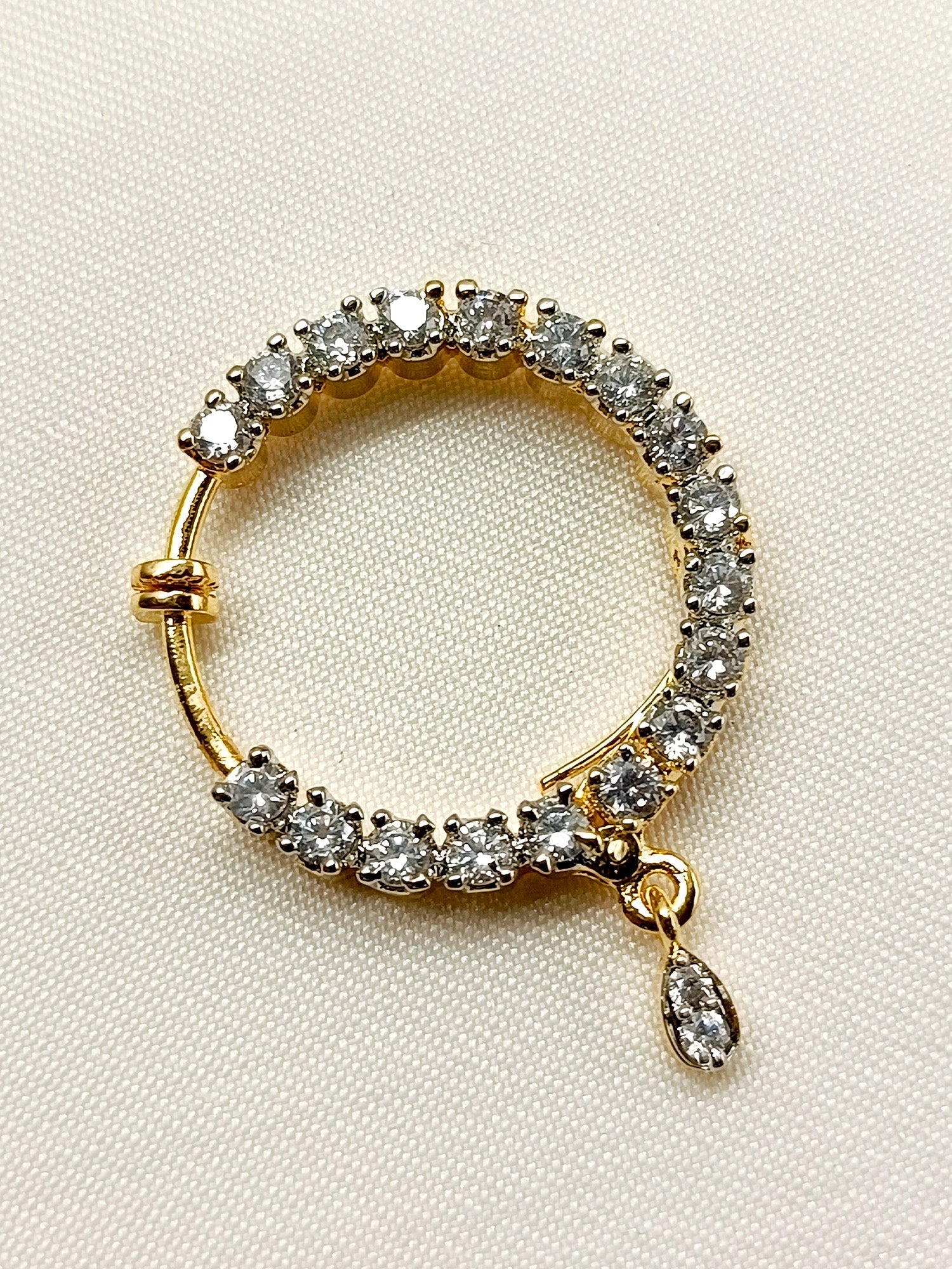 Pankh White American Diamond Nath