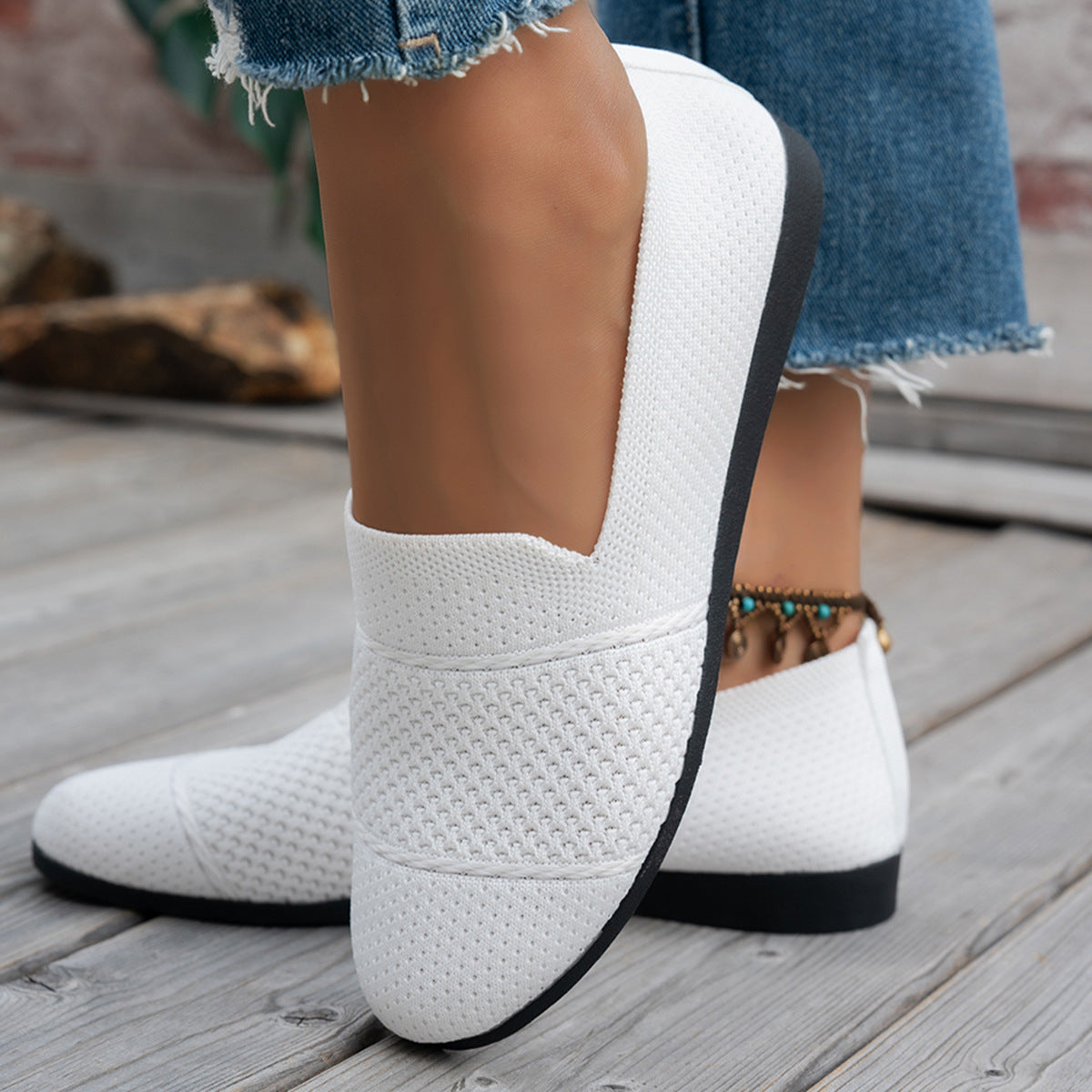 Women's Avielle Knit Flats - Lightweight Round-Toe Slip-On Shoes (US 5-10.5)