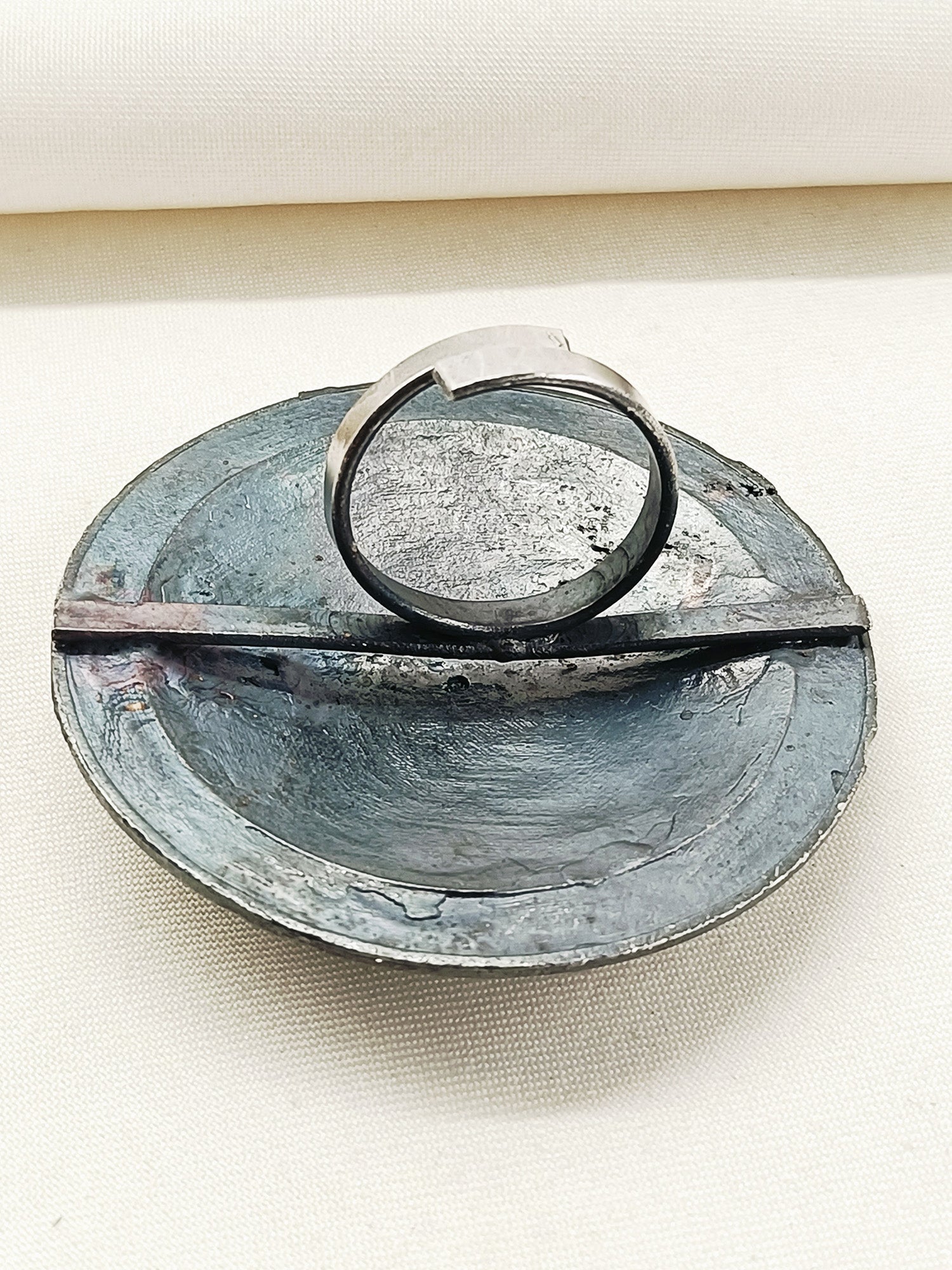 Dhatrananda Navy Blue Oxidized Finger Ring