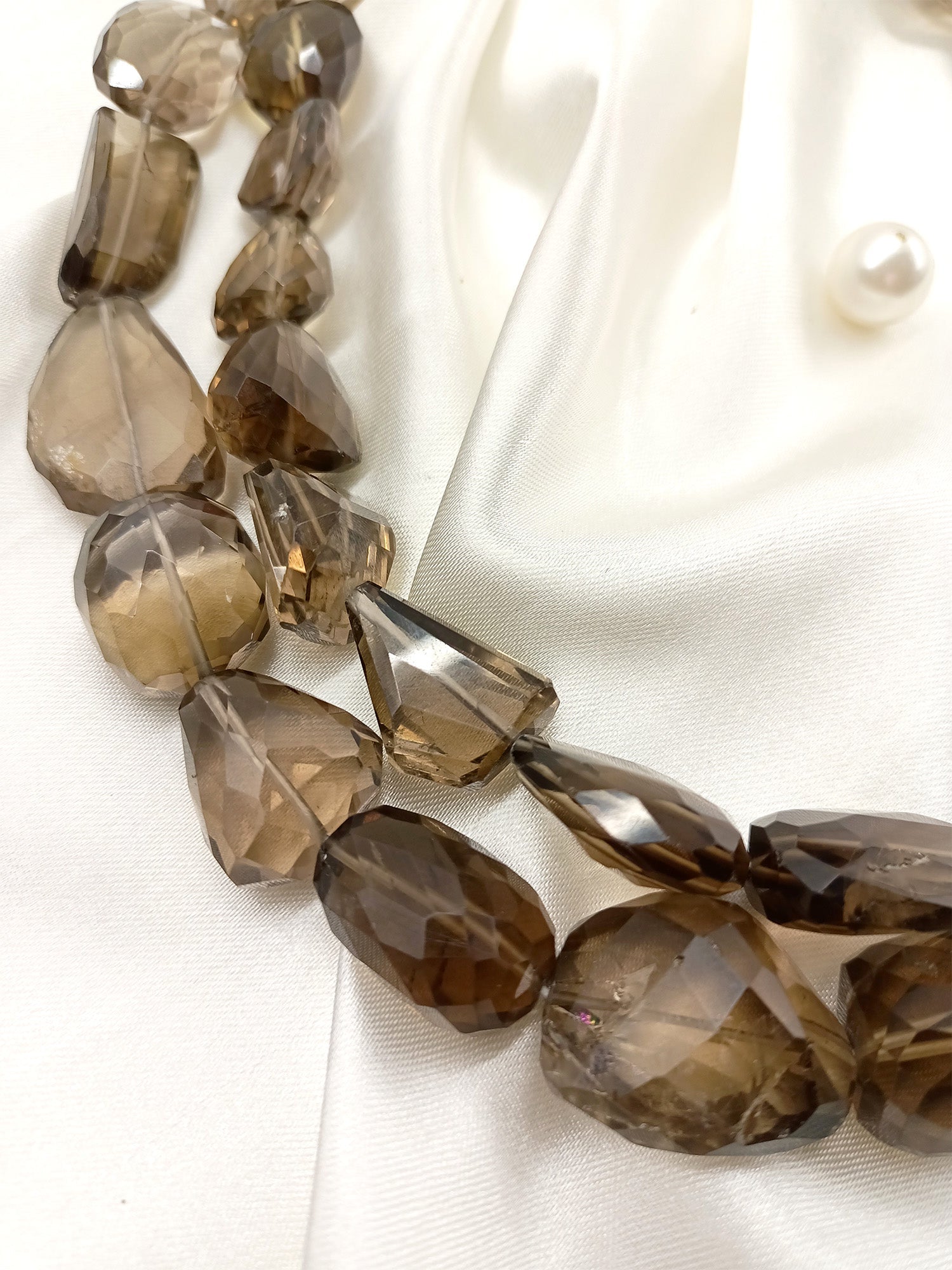 Nayantara Double Layered Charcoal Quartz Necklace - qivii