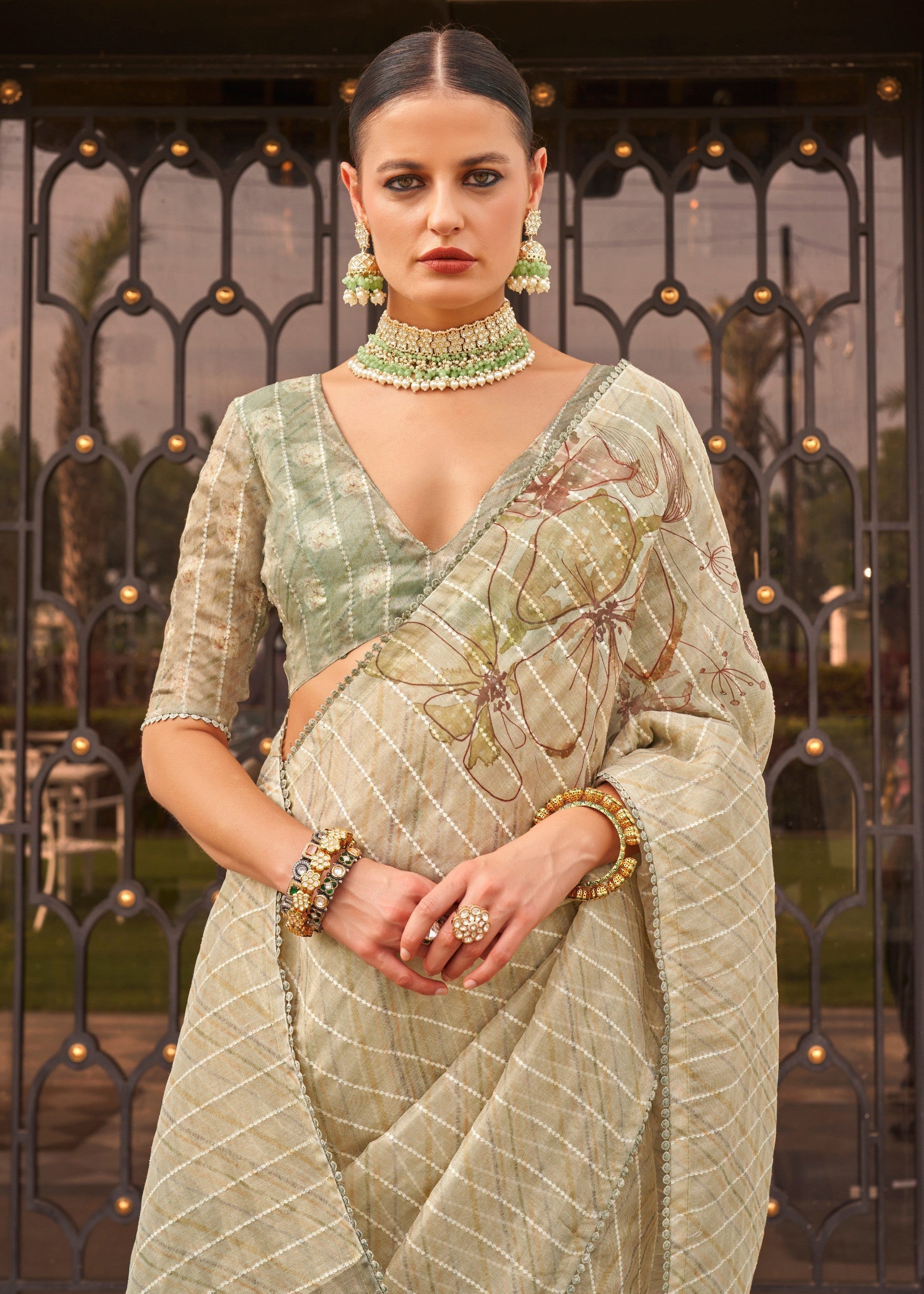 Light Yellow Pure Tissue Silk Saree - qivii