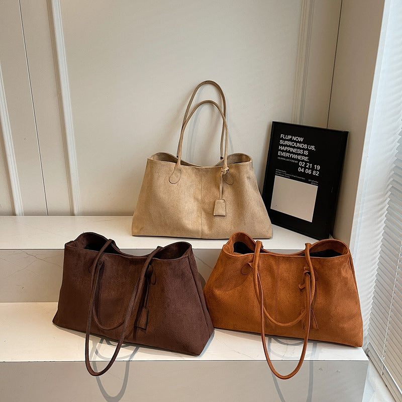 Women's Luxe Suede Minimalist Tote Bag — Spacious Carryall with Curated Everyday Elegance