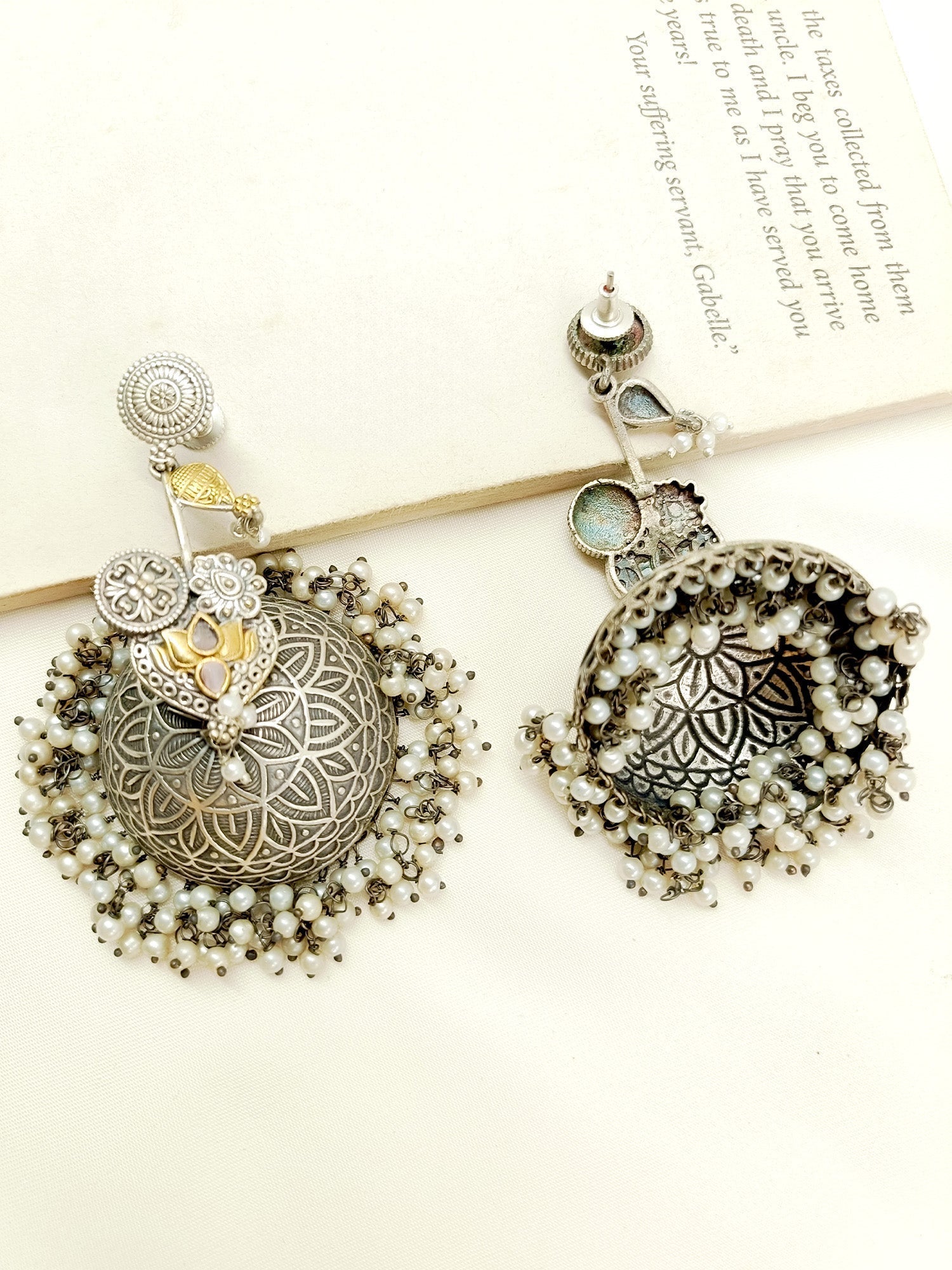 Clevira Baby Pink Oxidized Jhumki - qivii