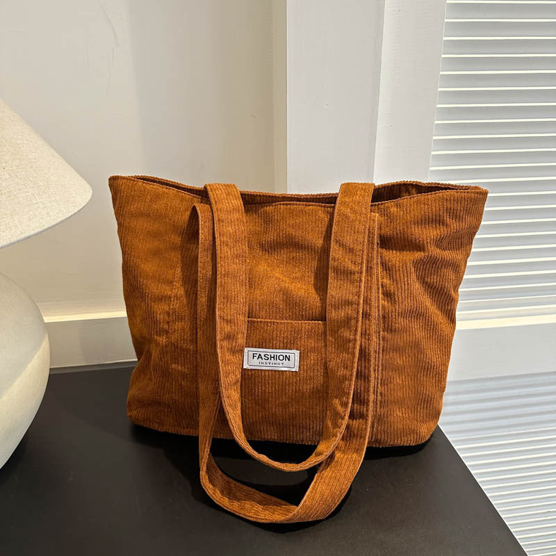 Women's Corduroy Tote Bag | Stylish & Minimalist Large-Capacity Shoulder Bag for Commuting