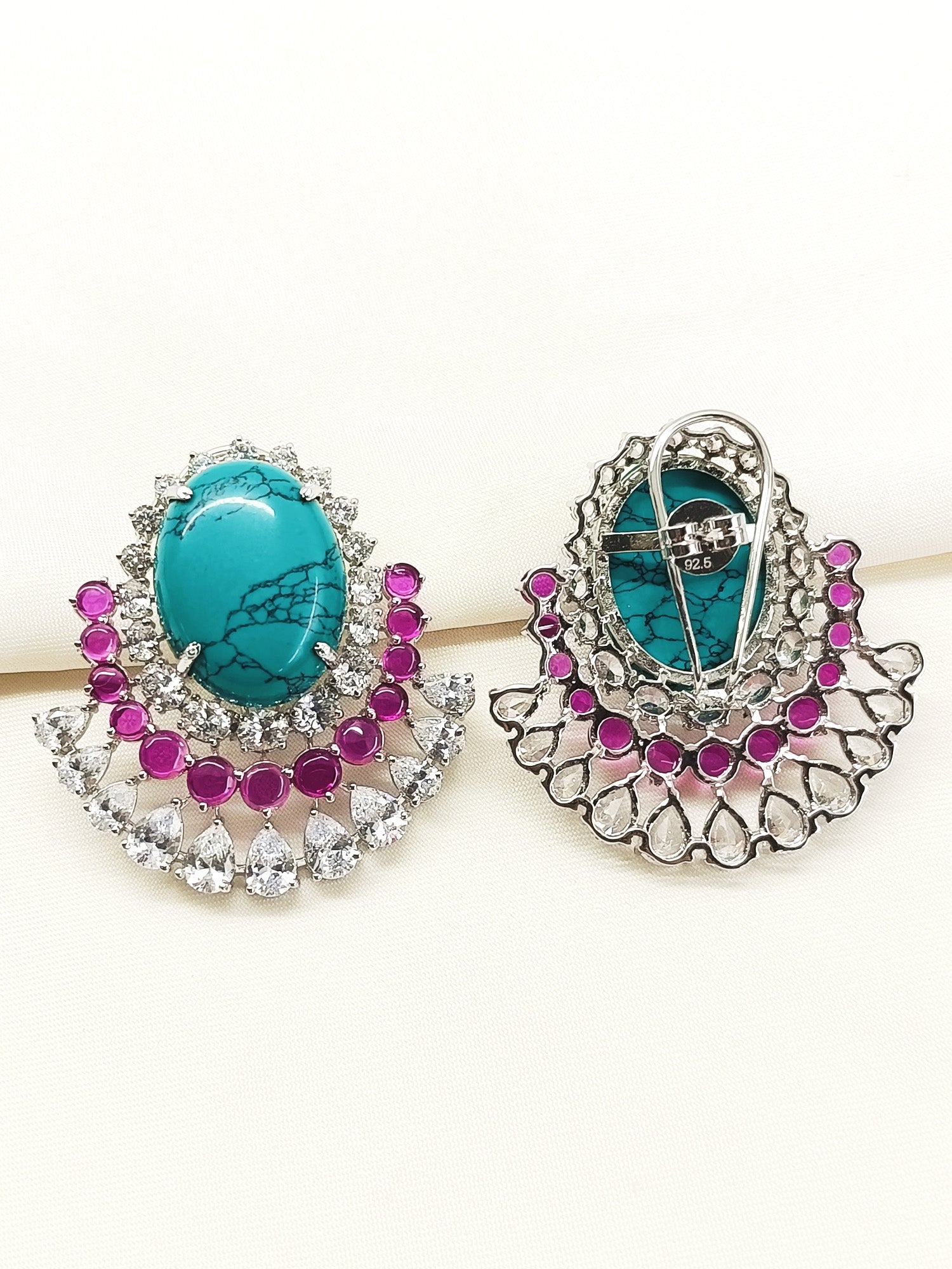 Baidehi Multi Colour 92.5 Silver Natural Stone Tops - qivii