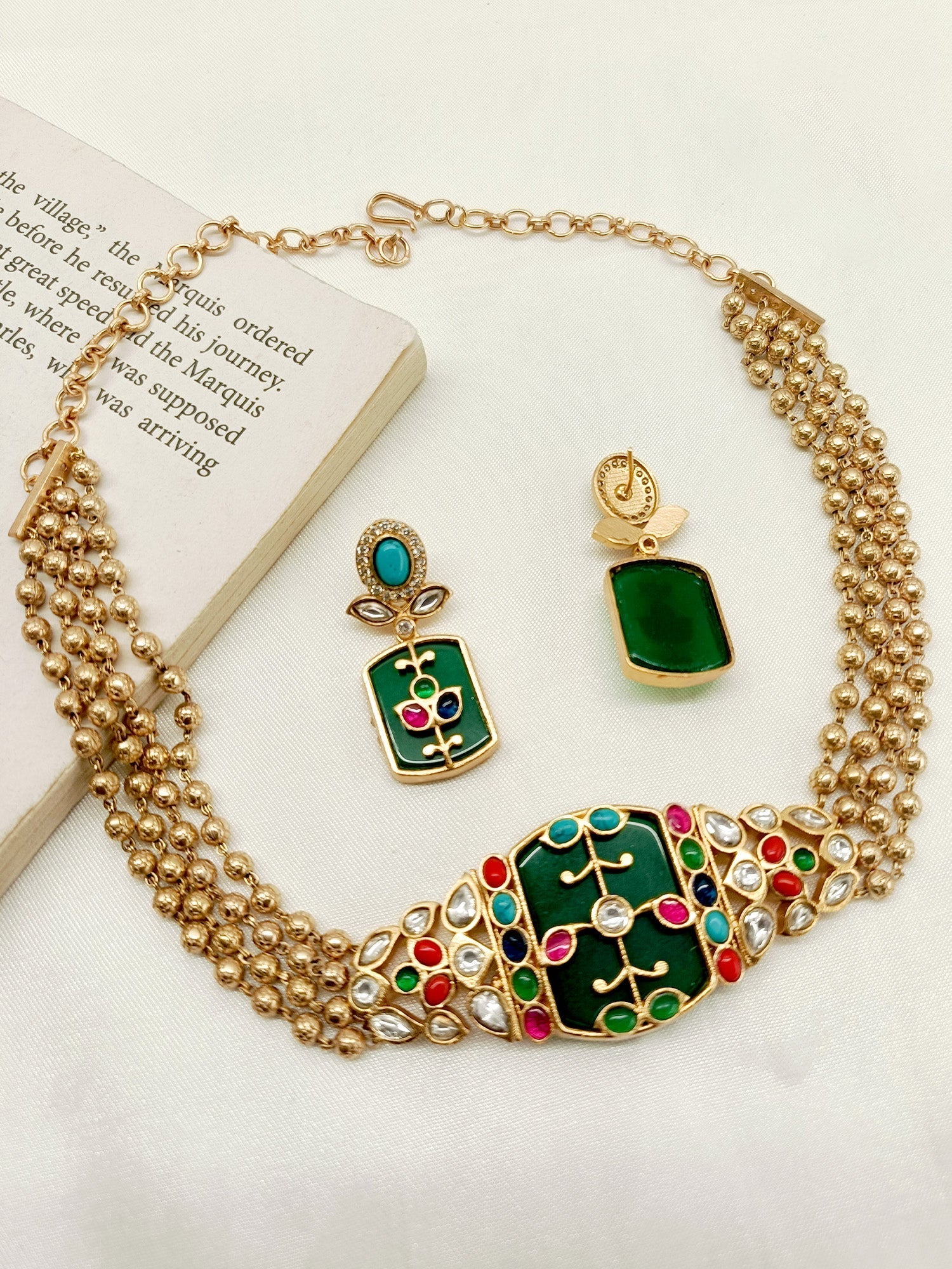 Dimpy Multi Colour Kundan Choker Set - qivii