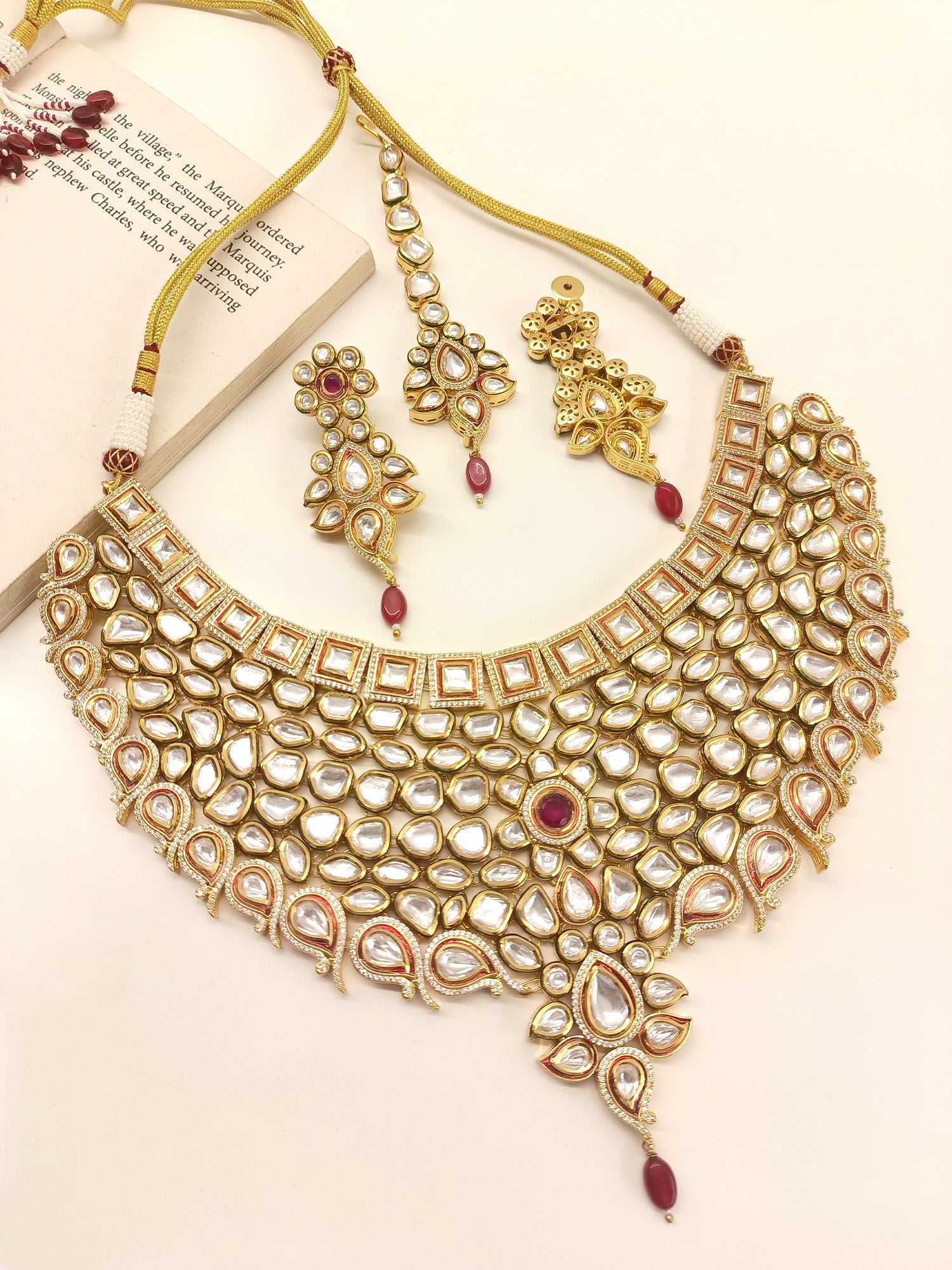 Sobita Ruby Kundan Necklace Set - qivii