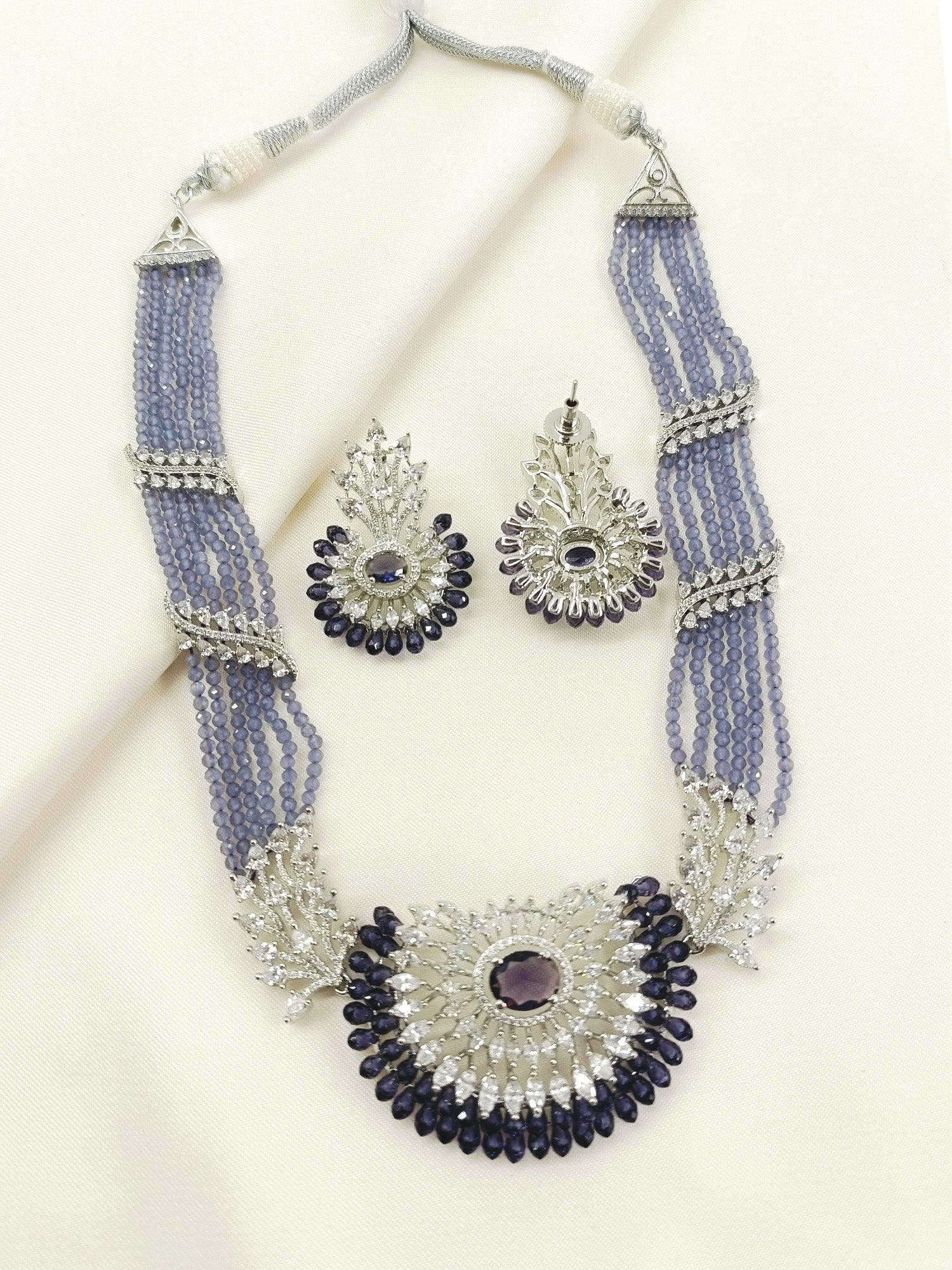 Uzma Purple American Diamond Necklace Set