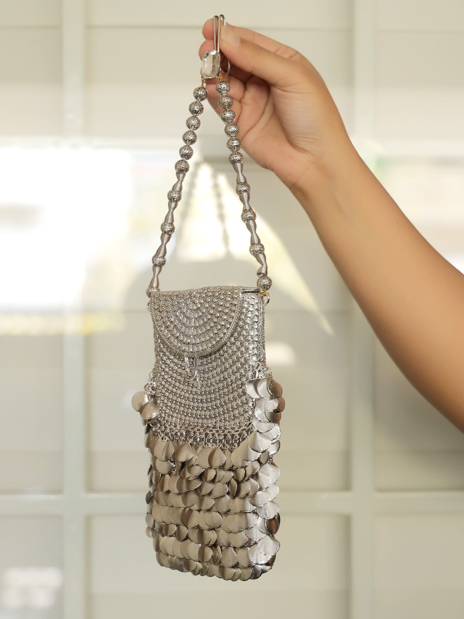 Vanika Silver Mobile Pouch - qivii