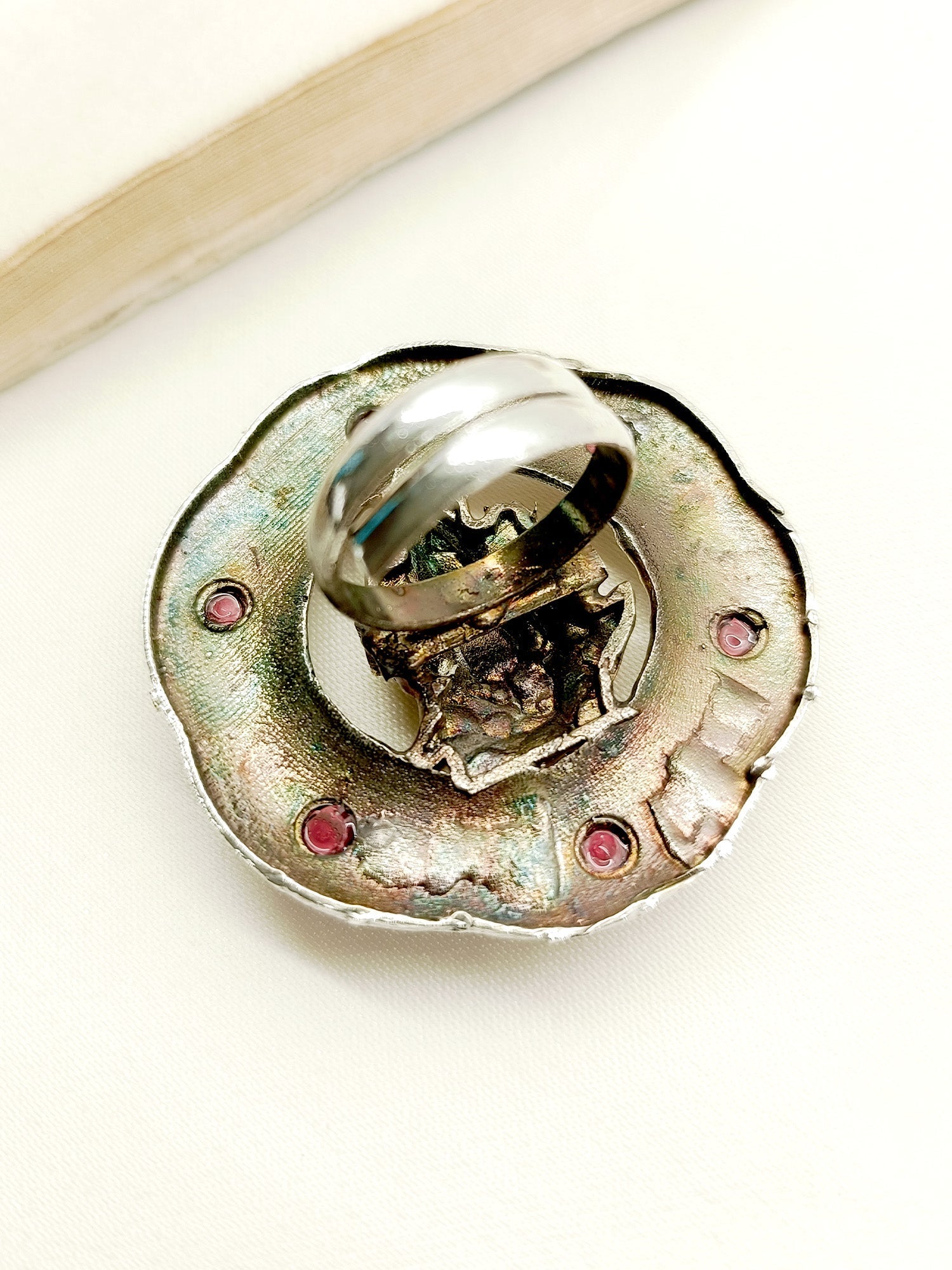 Aradhya Ruby Ganesh Ji Oxidized Finger Ring - qivii