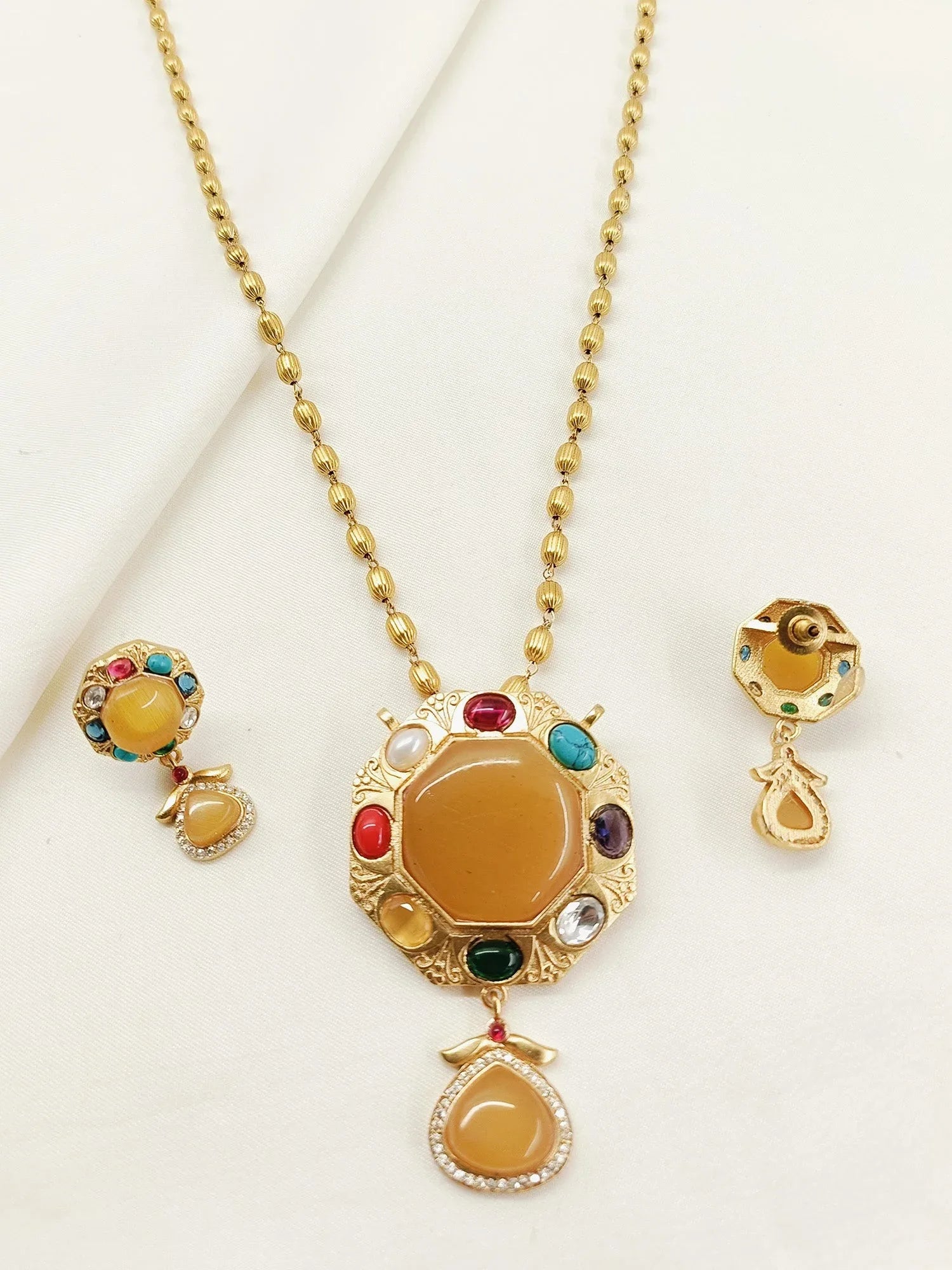 Kripa Multi Colour Oxidized Pendant Set
