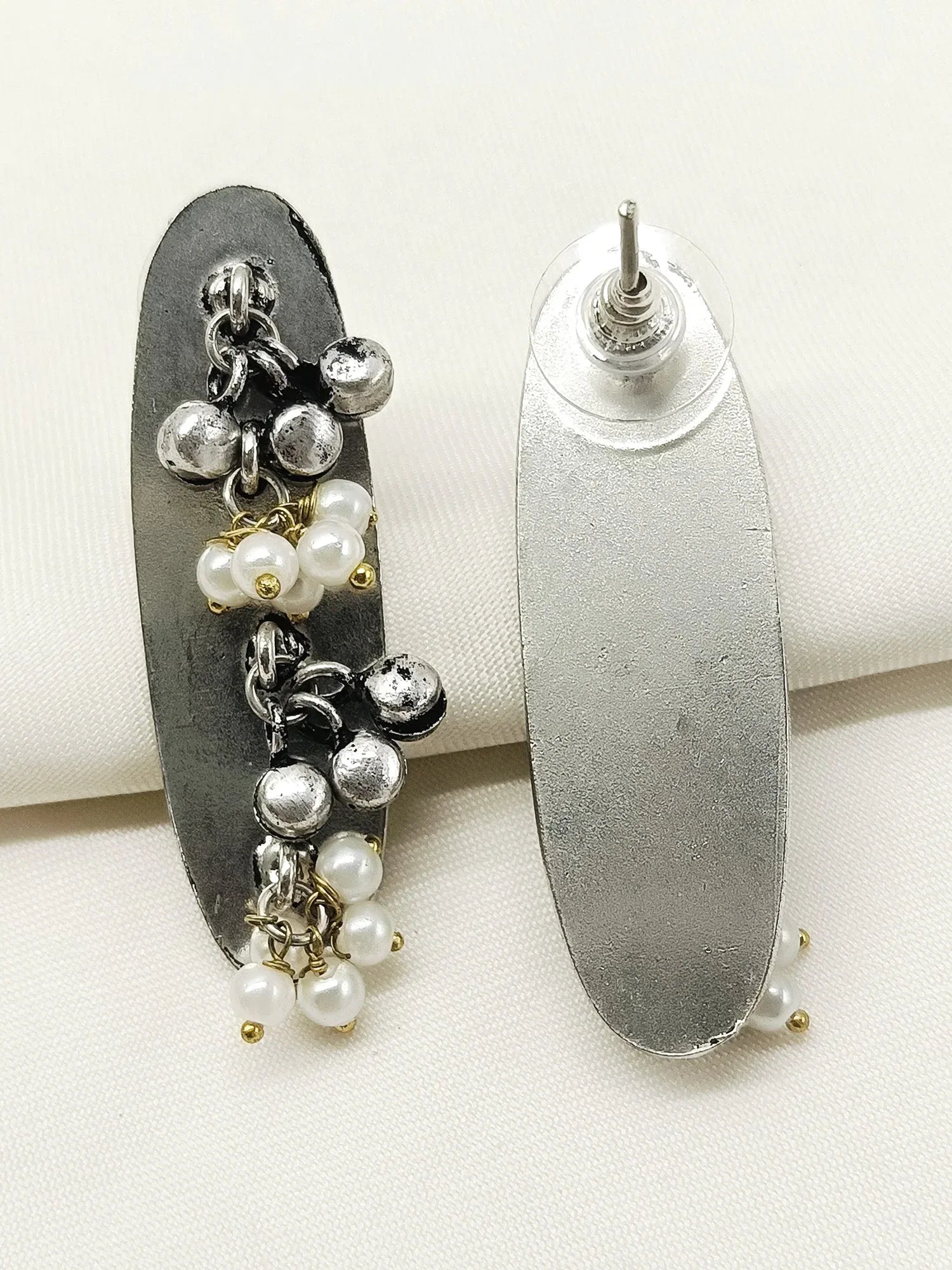 Hayat White Pearl Oxidized Tops