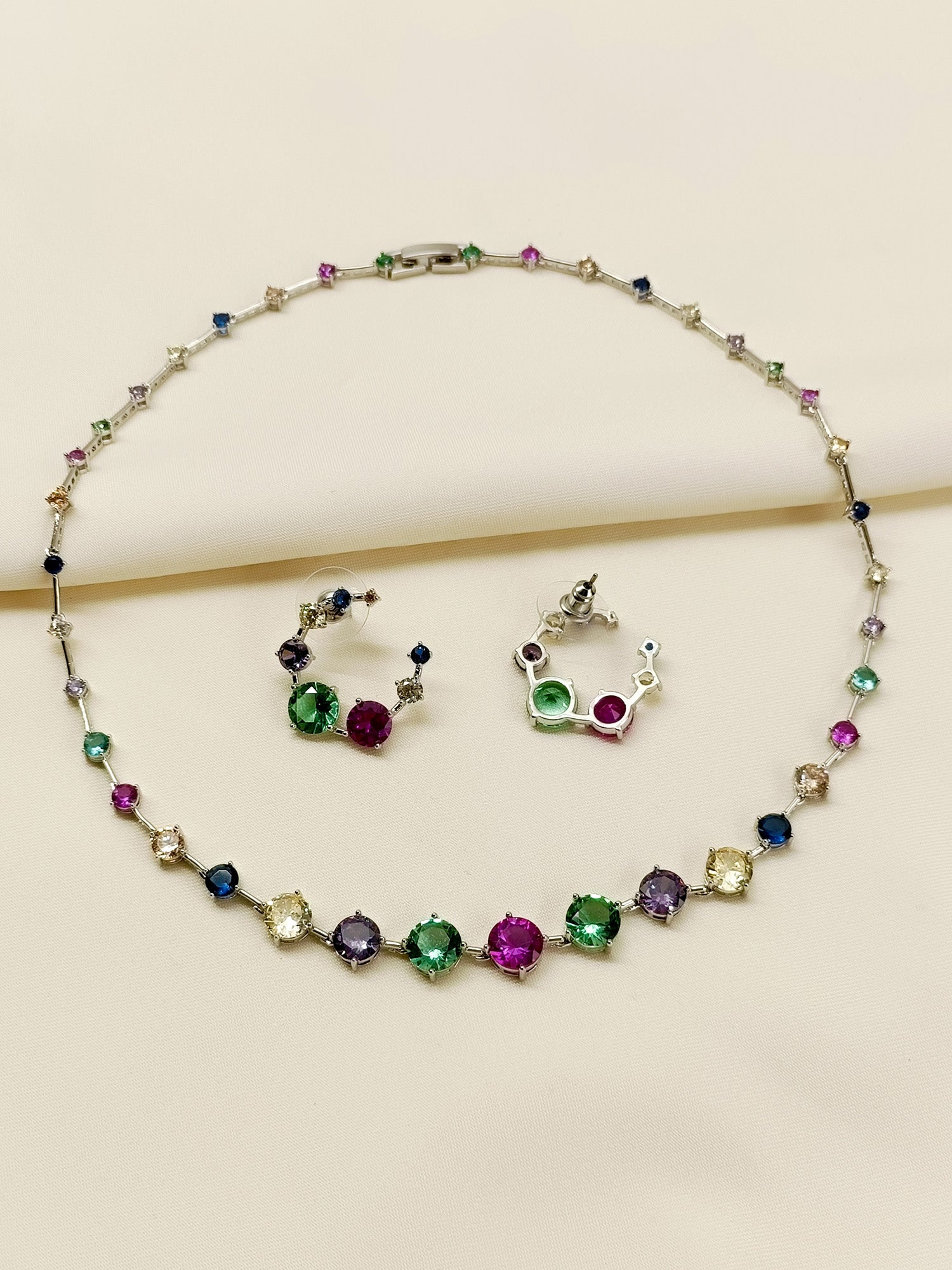 Haisley Multi Colour American Diamond Necklace Set