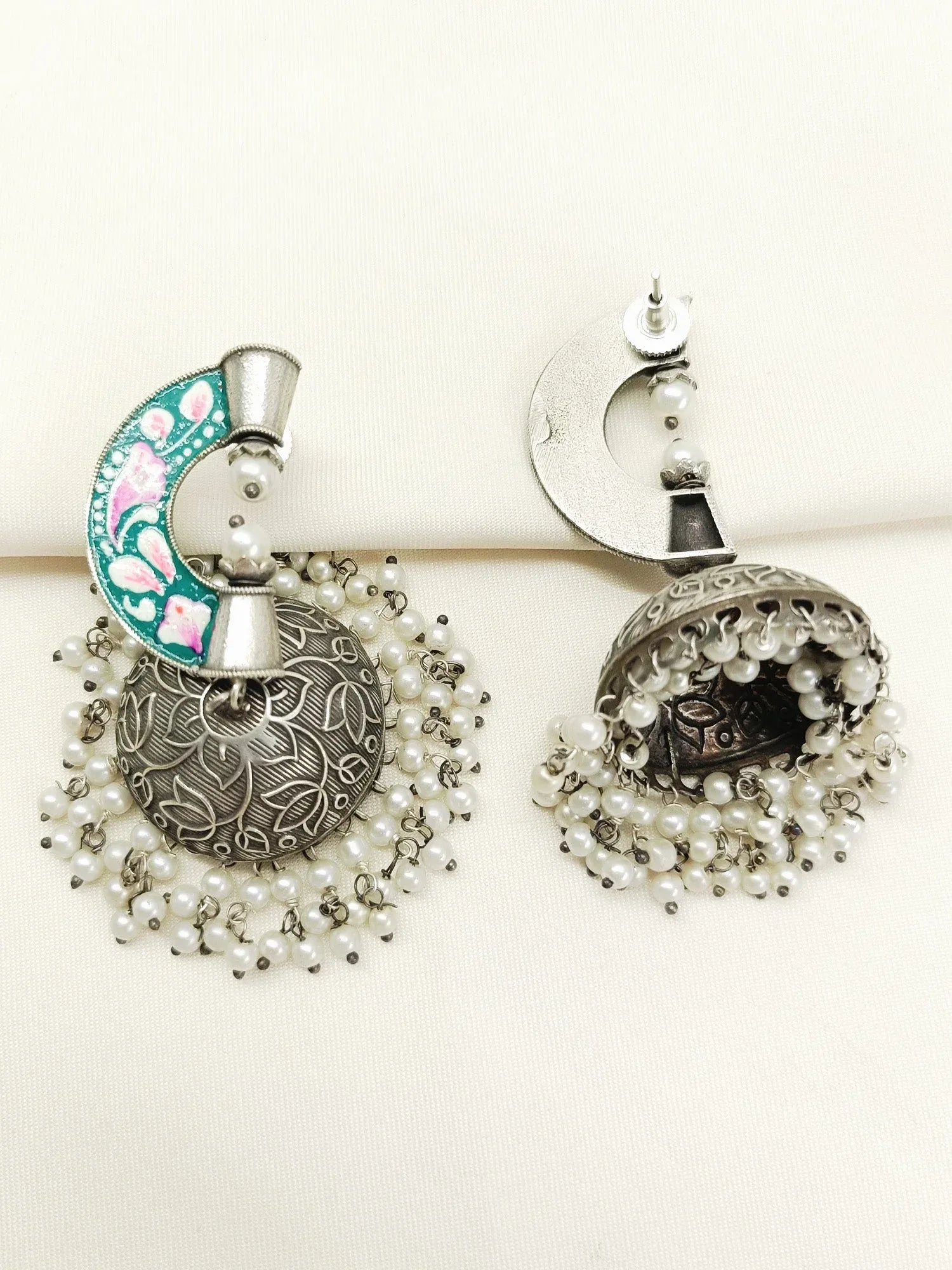 Yesha Blue Oxidized Jhumki