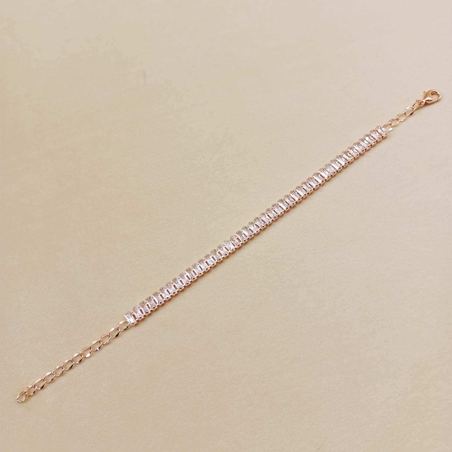Taru American Diamonds Rose Plated Flexible Bracelet - qivii