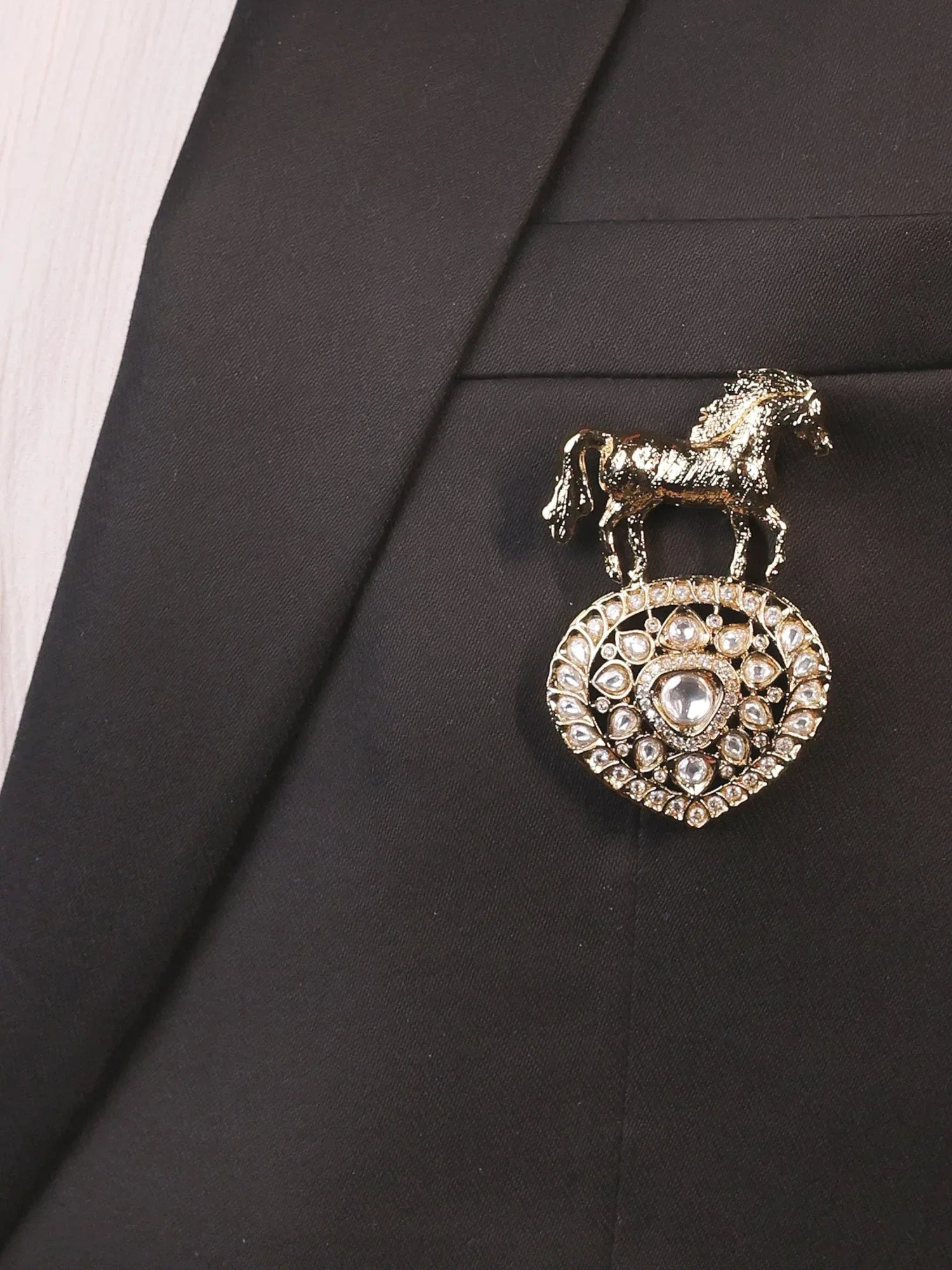 Atharva White Horse Brooch