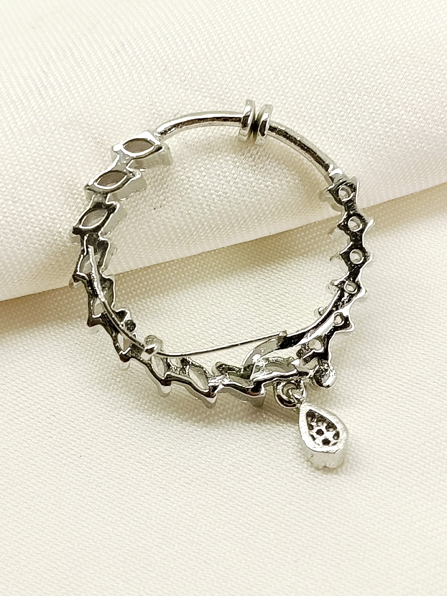 Aparna Silver American Diamond Nosering