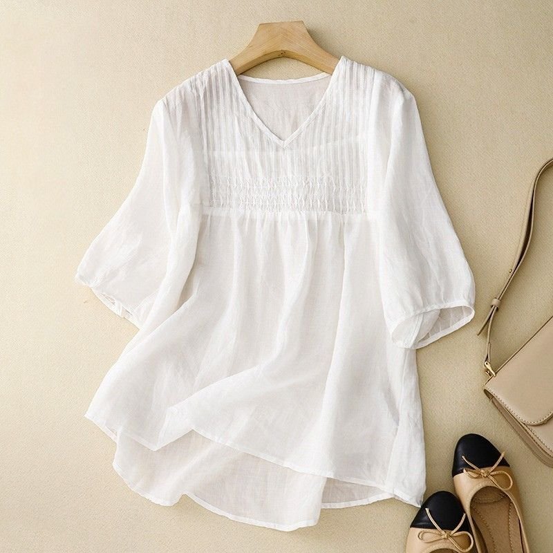 Valencia Cotton-Linen Blouse - By Qivii