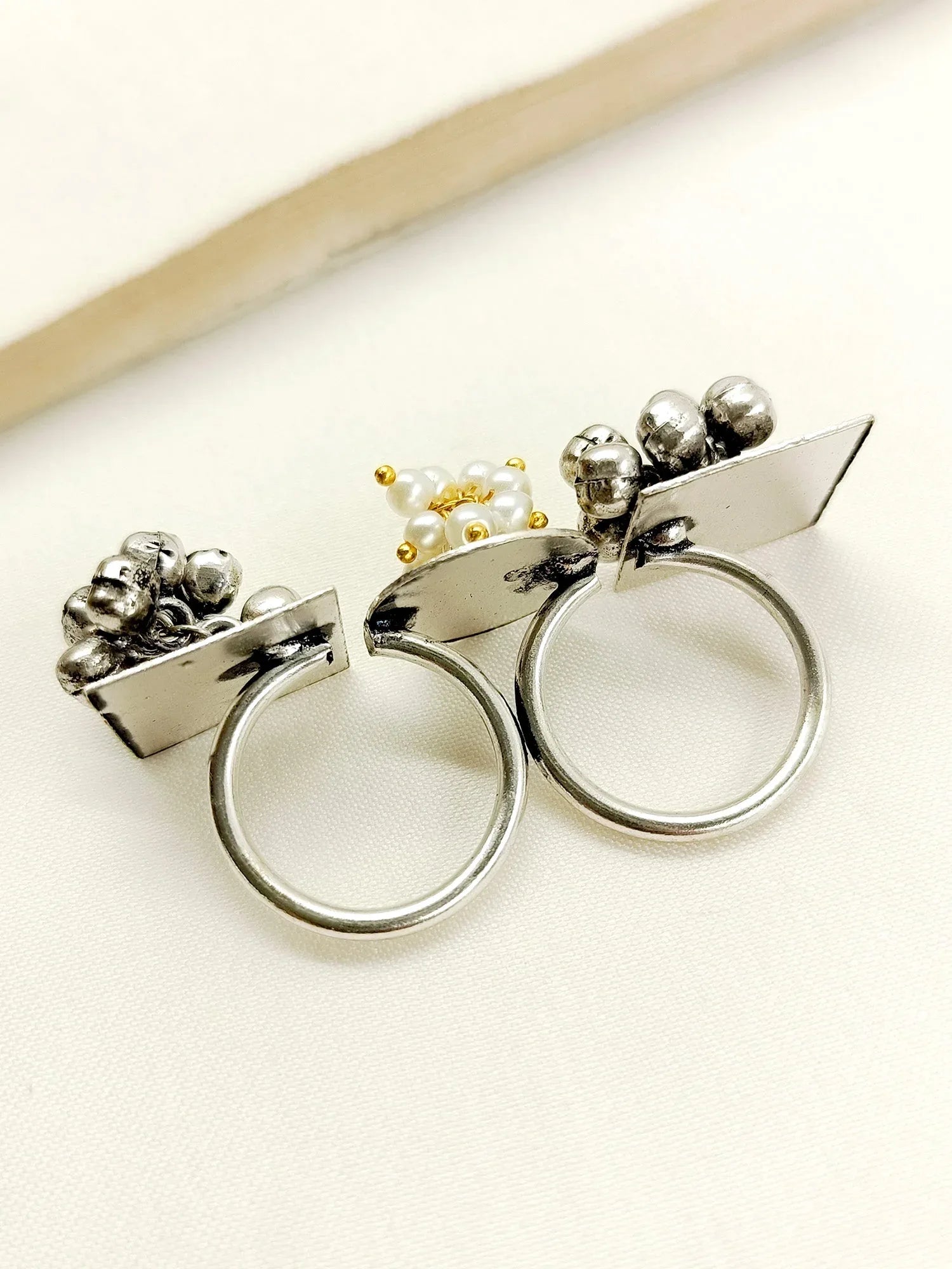 Abhiprithi Cream Oxidized Finger Ring