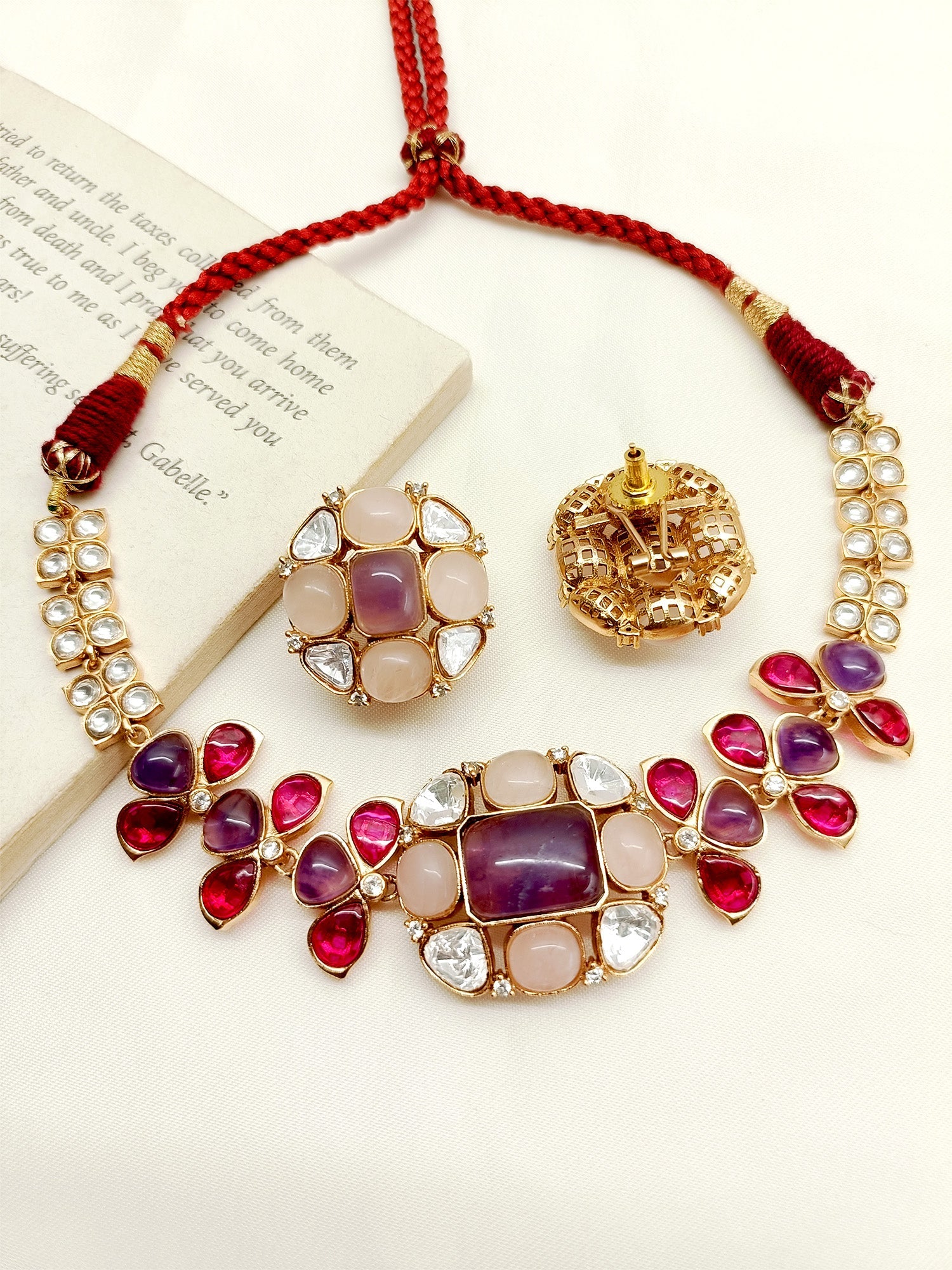 Shibani Multi Colour Kundan Choker Set - qivii