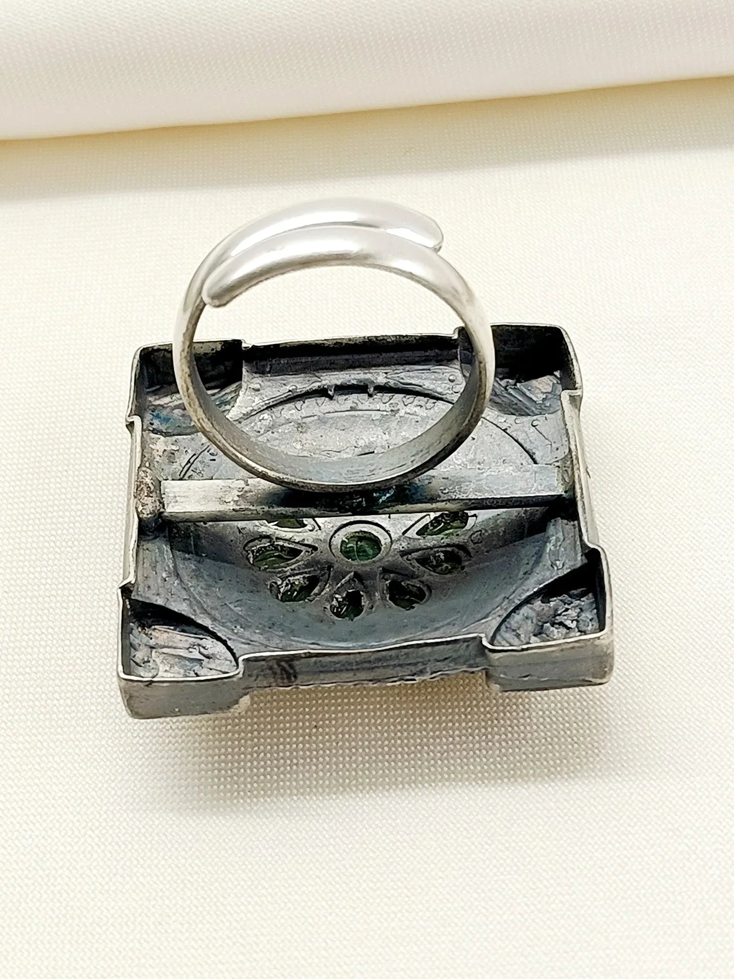 Farida Mint Green Oxidized Finger Ring