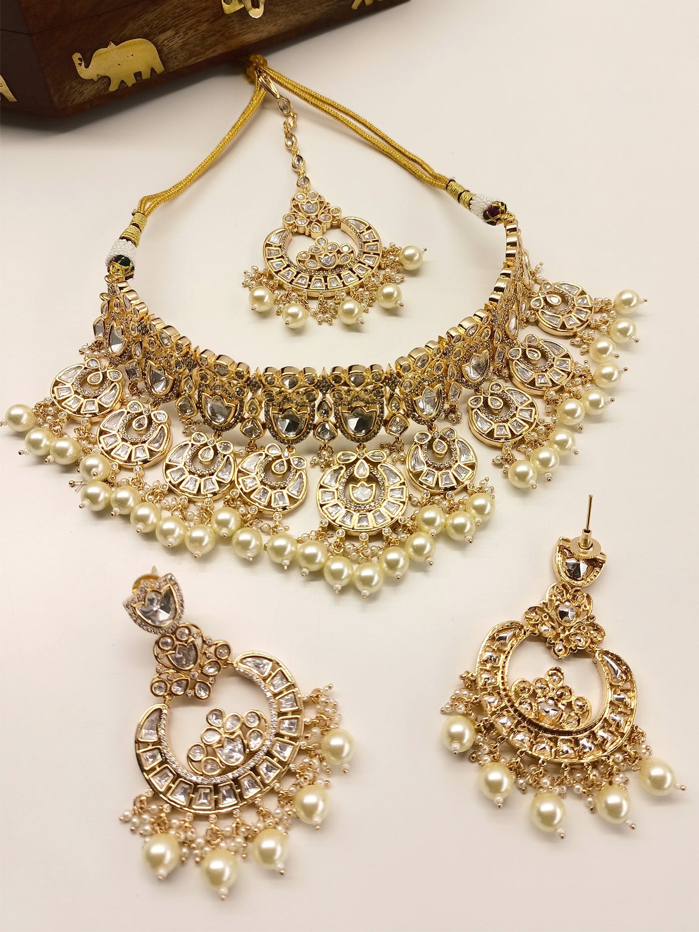 Aria White Kundan Necklace Set