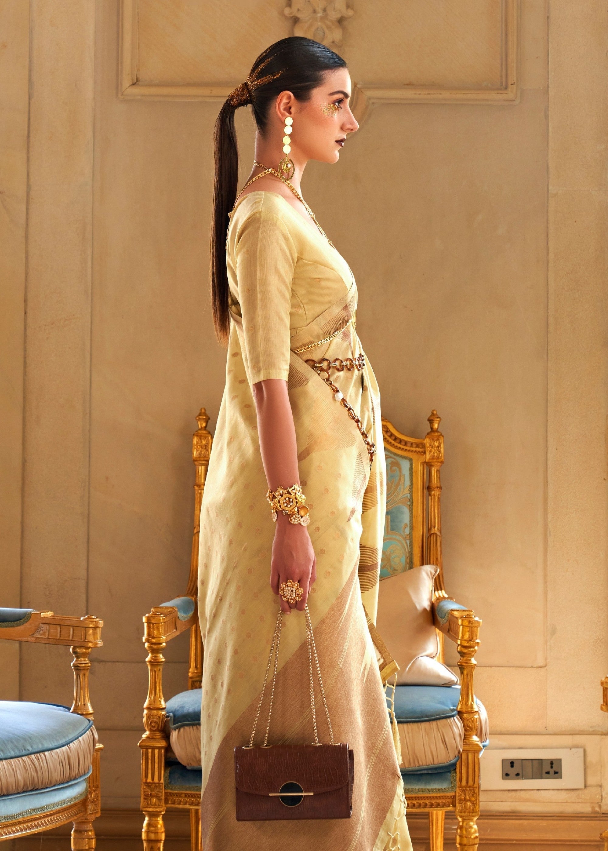 Banana Yellow Tissue and Khicha Zari Handloom Weaving Silk Saree - qivii