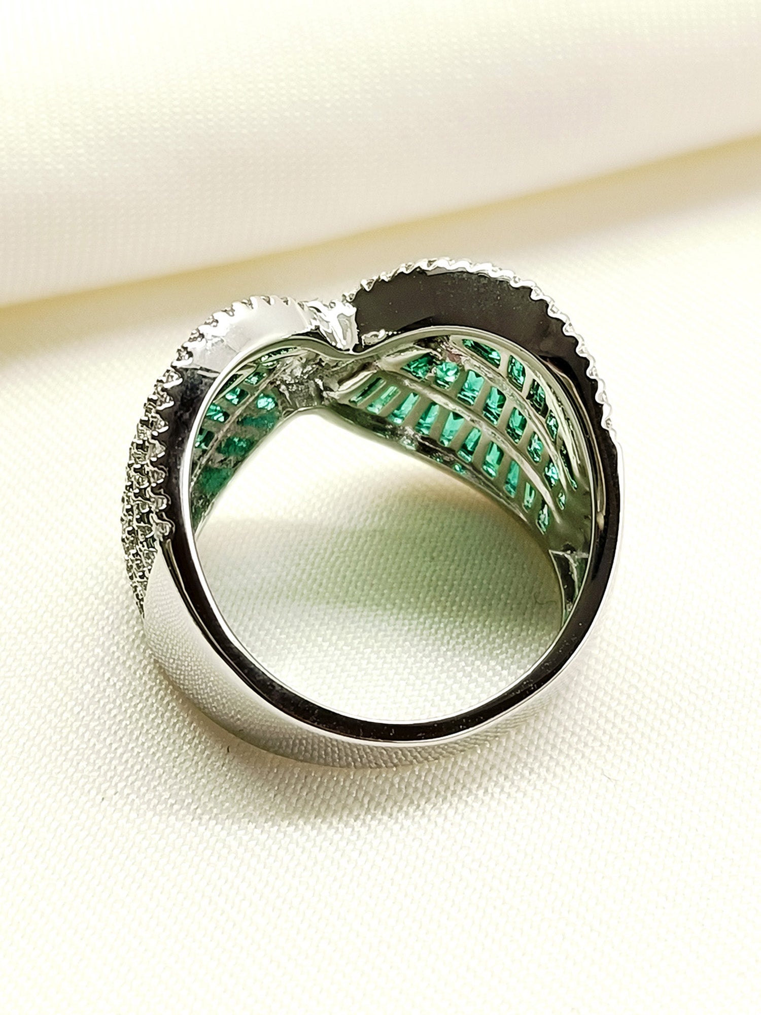 Ritika Green American Diamond Finger Ring - qivii