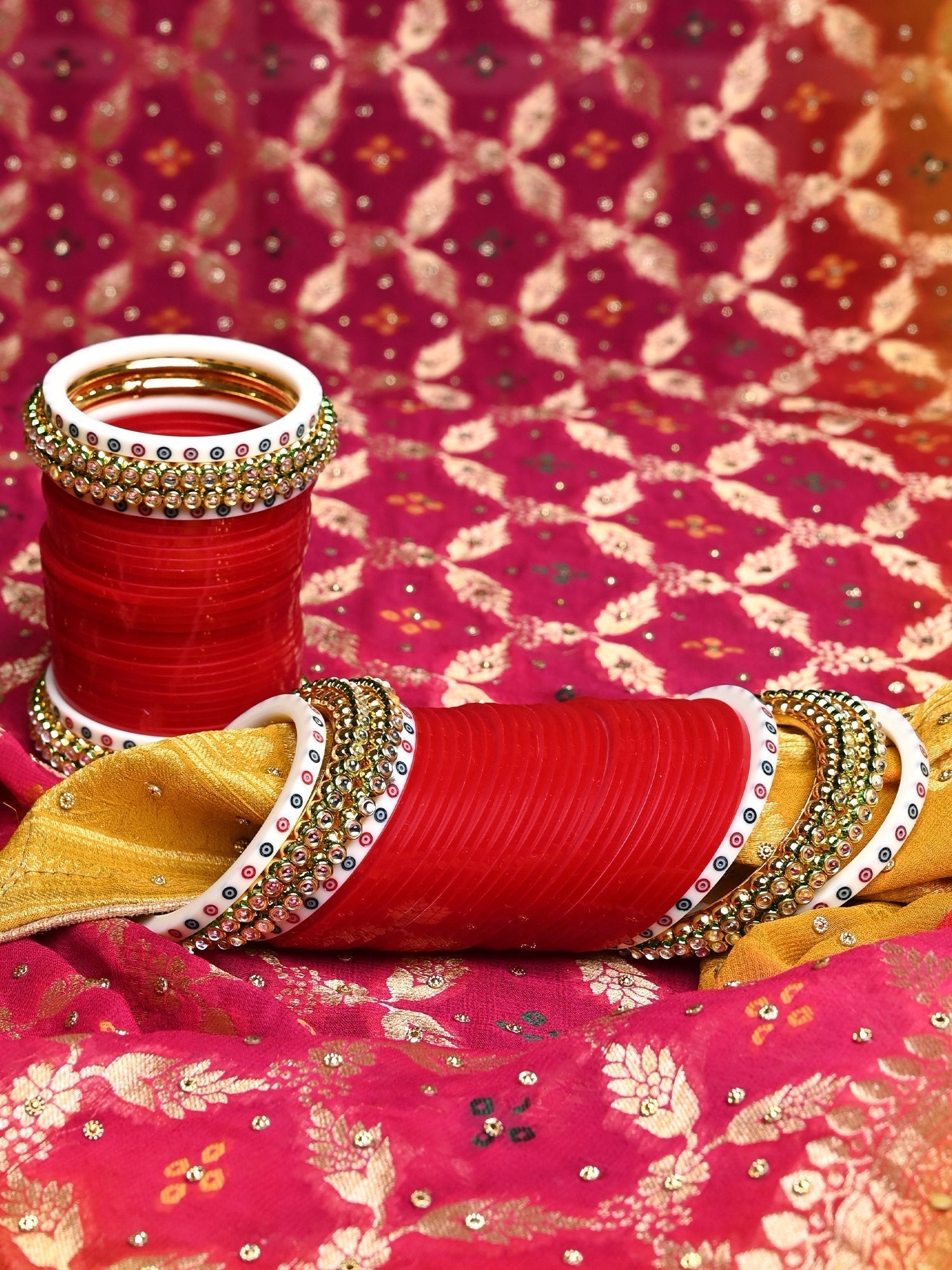 Sargam Kundan Red Chura - qivii
