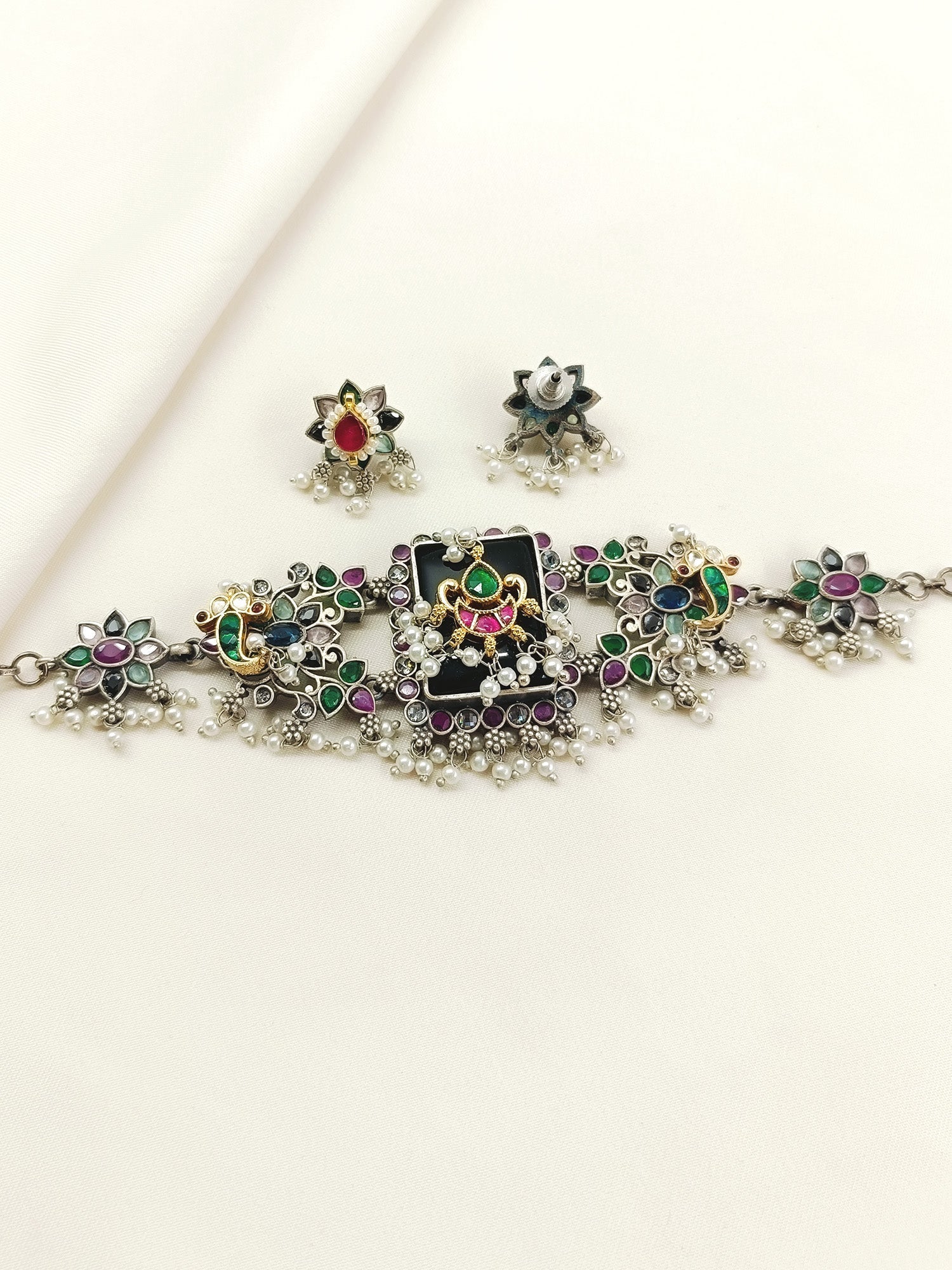 Vasuda Multi Colour Oxidized Choker Set