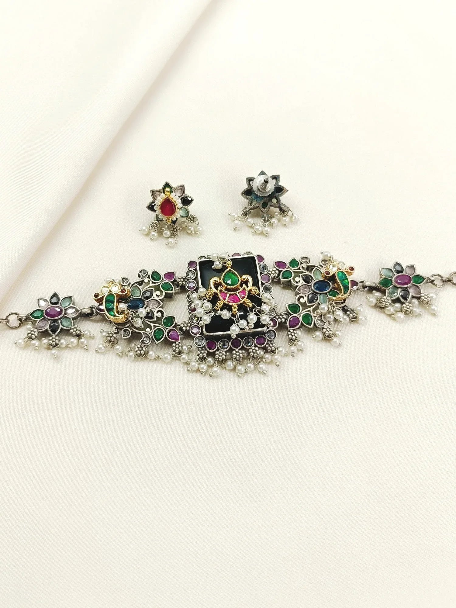 Vasuda Multi Colour Oxidized Choker Set