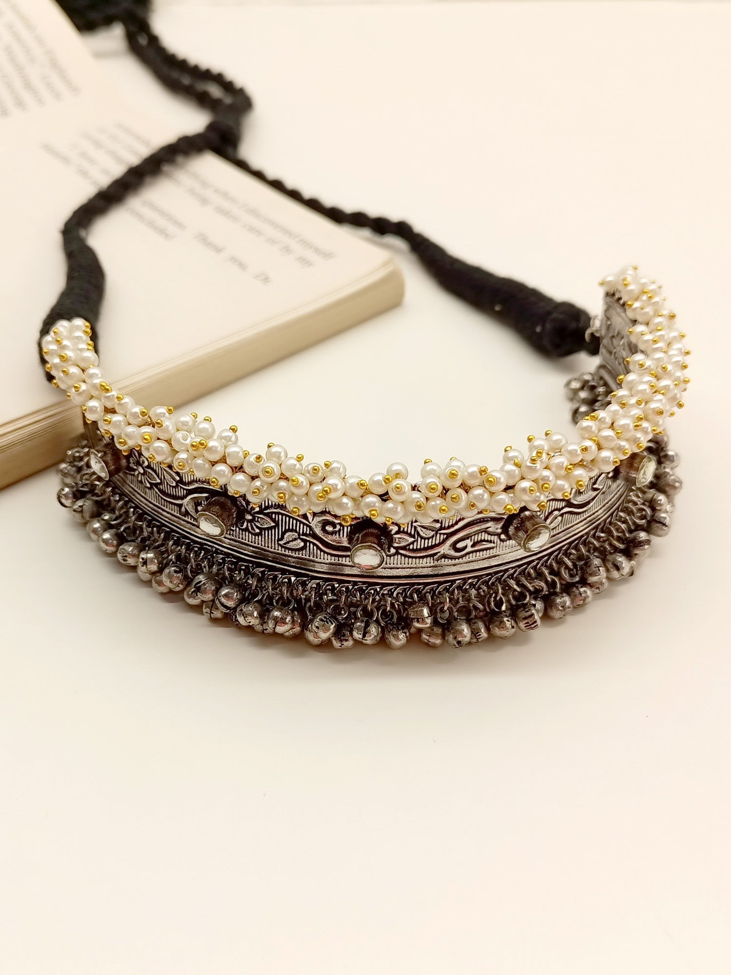 Alarice Oxidized Choker Set - qivii