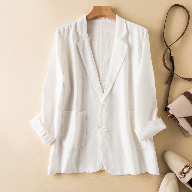 Vivienne Prestige Cotton-Linen Blazer - By Qivii
